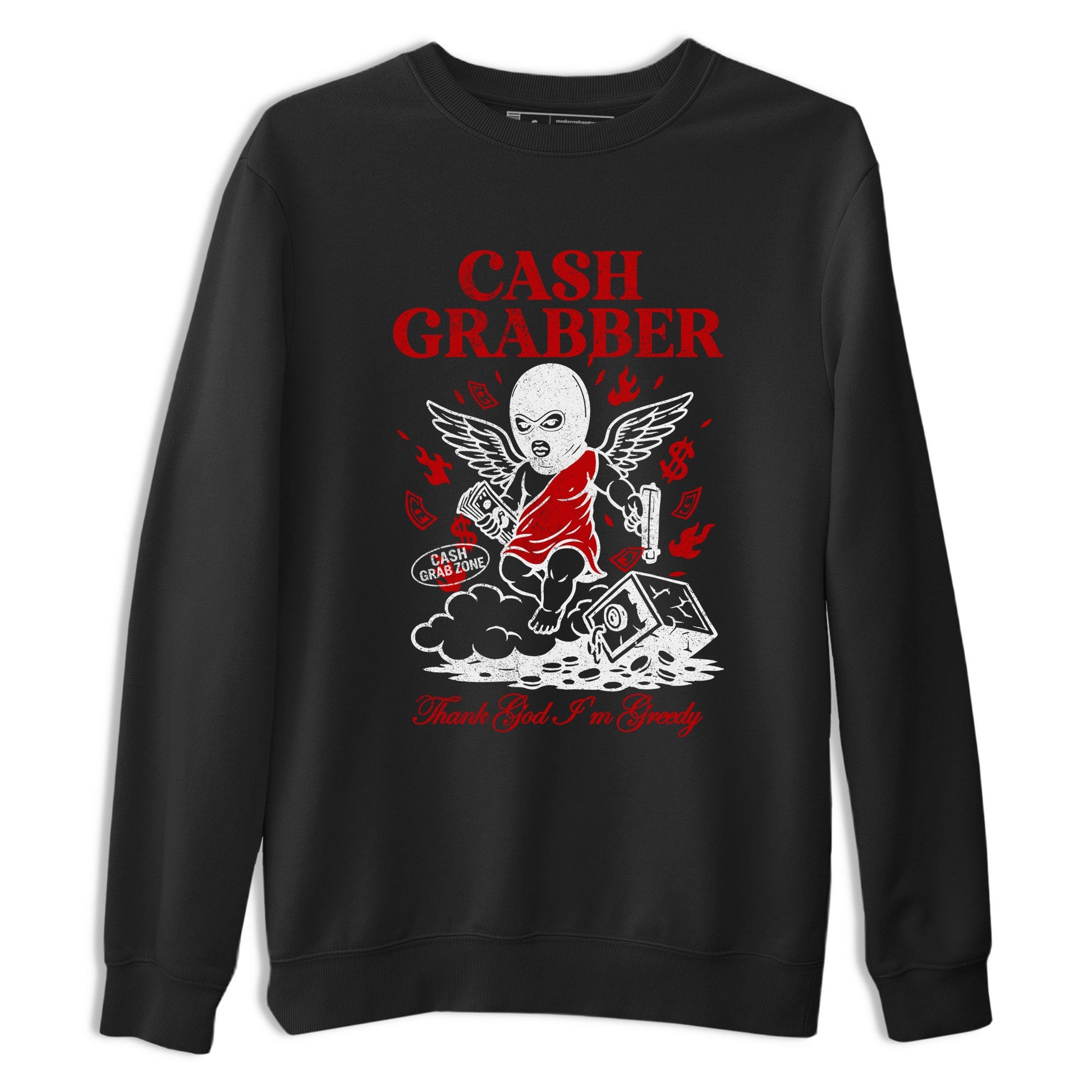 Cash Grabber sneaker match t-shirt styled to complete your fit with the Air Force 1 University Red sneakers, shown in Black 2.