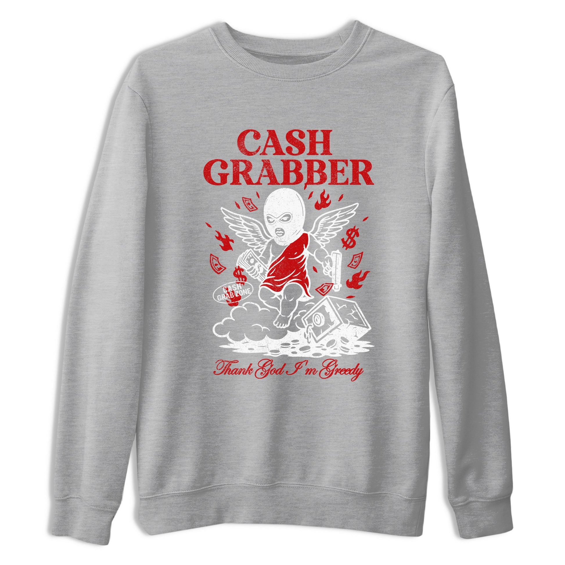Cash Grabber sneaker match t-shirt styled to complete your fit with the Air Force 1 University Red sneakers, shown in Heather Grey 2.