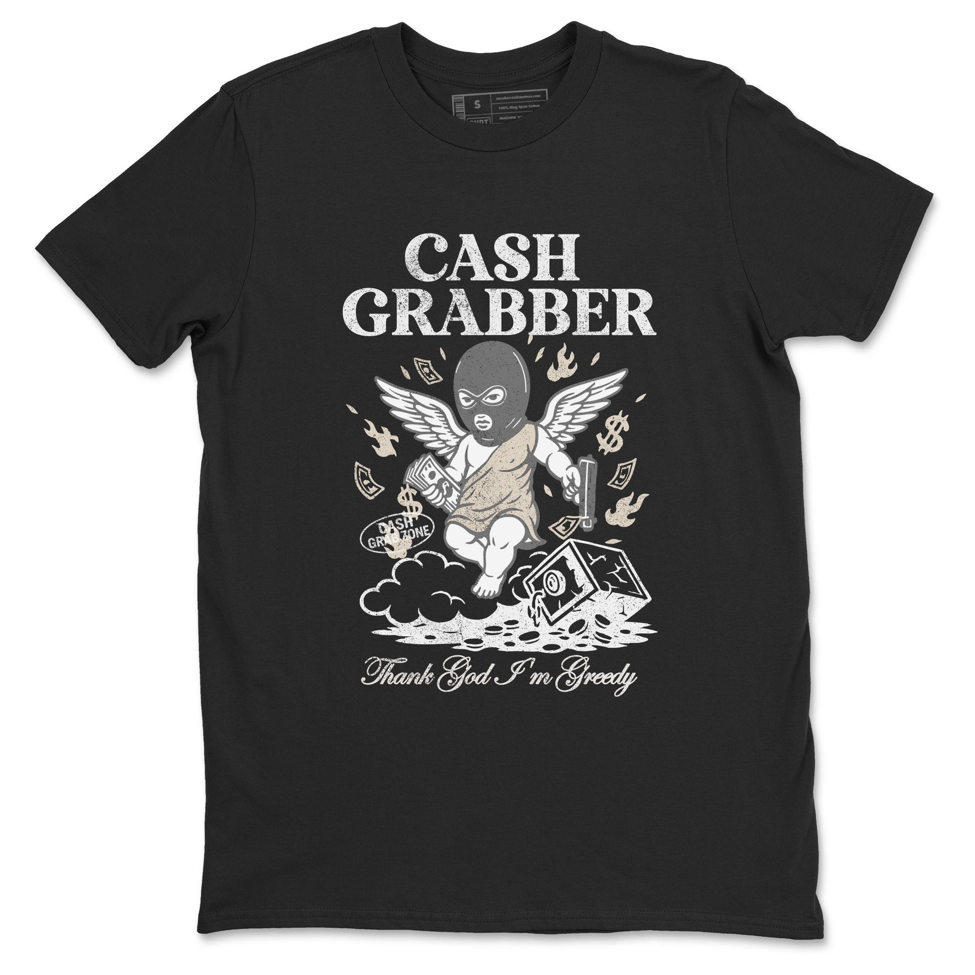 Cash Grabber sneaker match t-shirt styled to complete your fit with the Air Jordan 3 Pure Money sneakers, shown in Black 2.