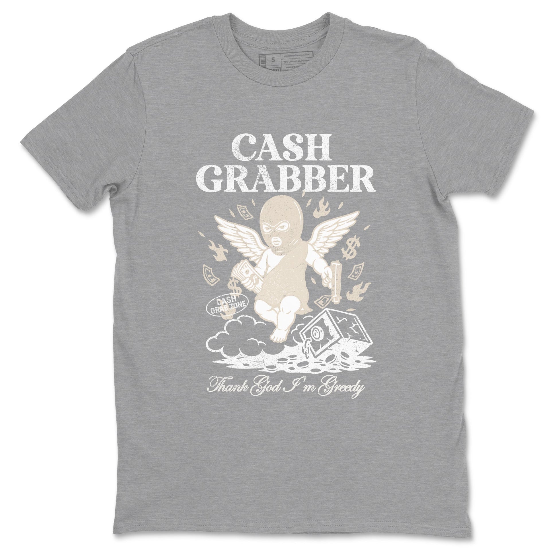 Cash Grabber sneaker match t-shirt styled to complete your fit with the Air Jordan 3 Pure Money sneakers, shown in Heather Grey 2.