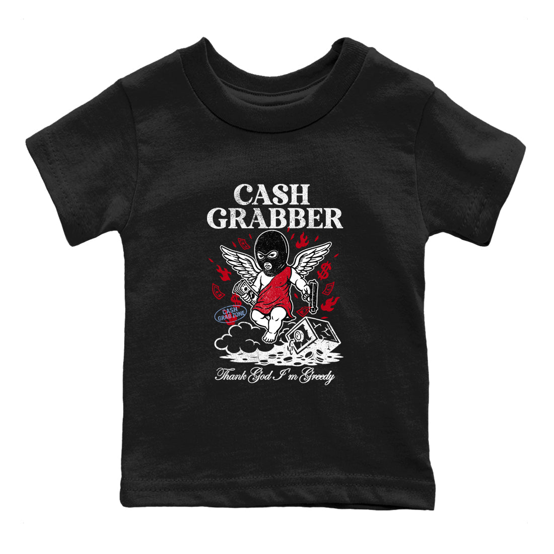 Sneaker match tees – Sneaker Tees To Match Air Jordan 5 Fire Red Shoes – Cash Grabber Kids T-Shirt Black 2