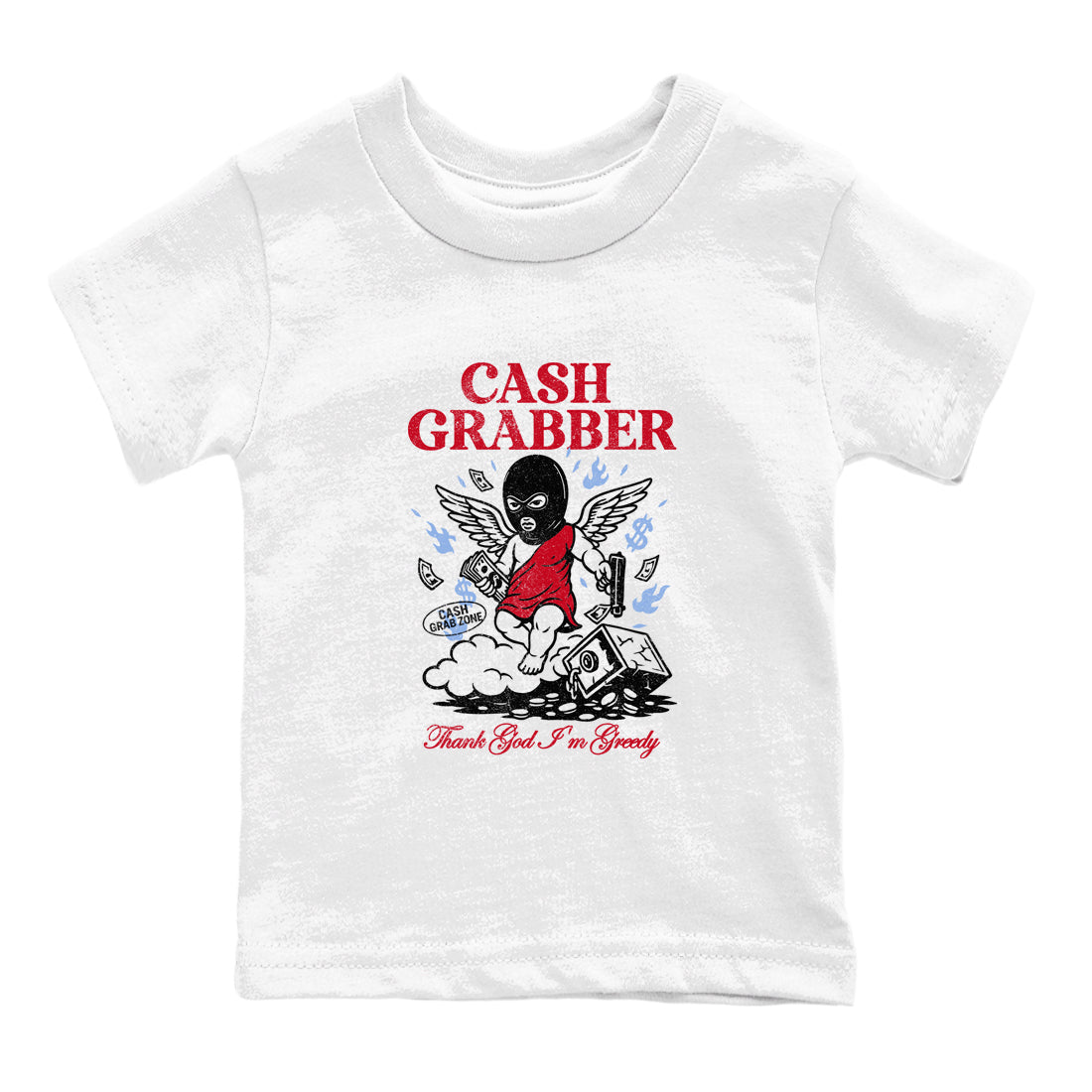 Sneaker match tees – Sneaker Tees To Match Air Jordan 5 Fire Red Shoes – Cash Grabber Kids T-Shirt White 2