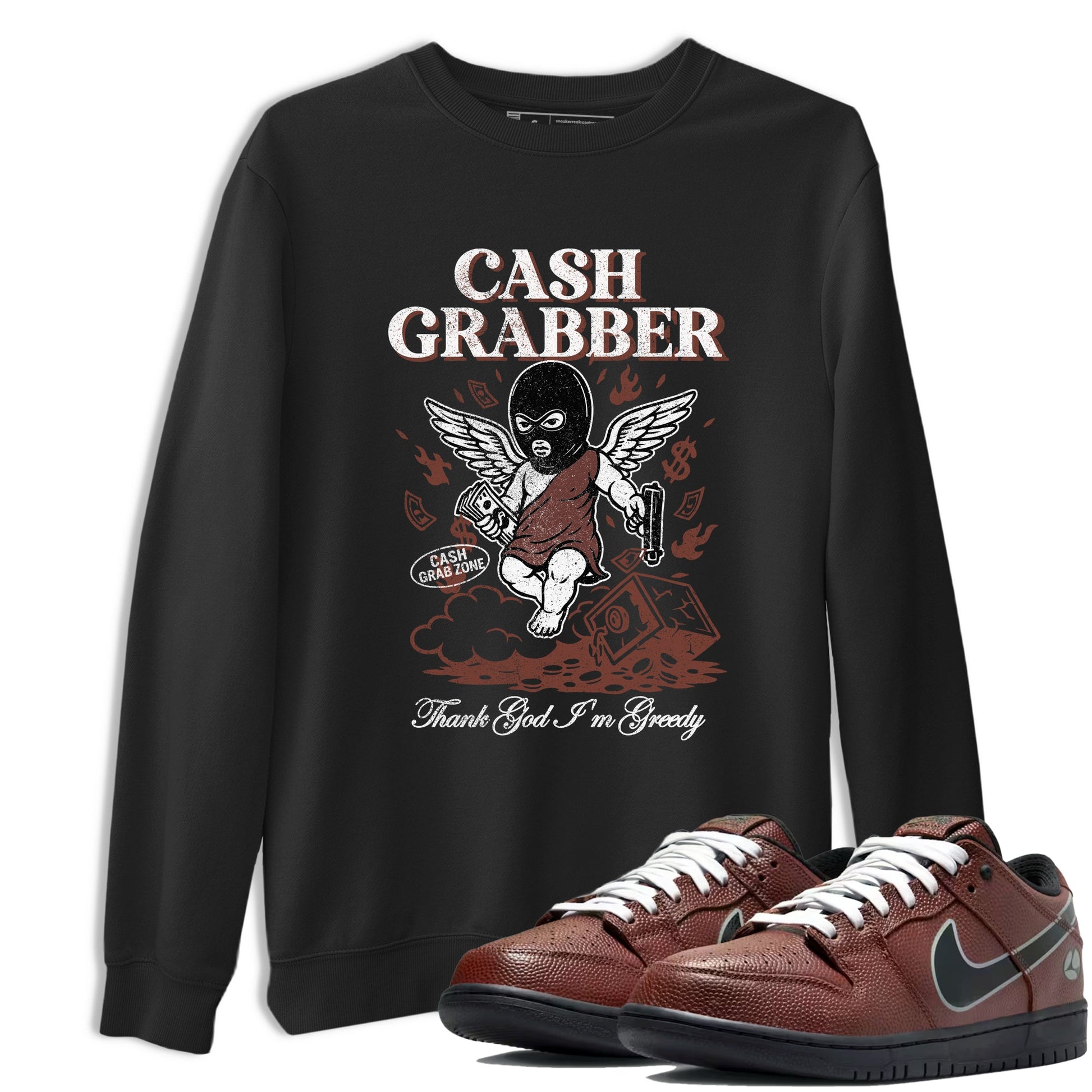 Sneaker match tees – Sneaker Tees To Match Dunk Low Football Shoes – Cash Grabber Tee Black 1