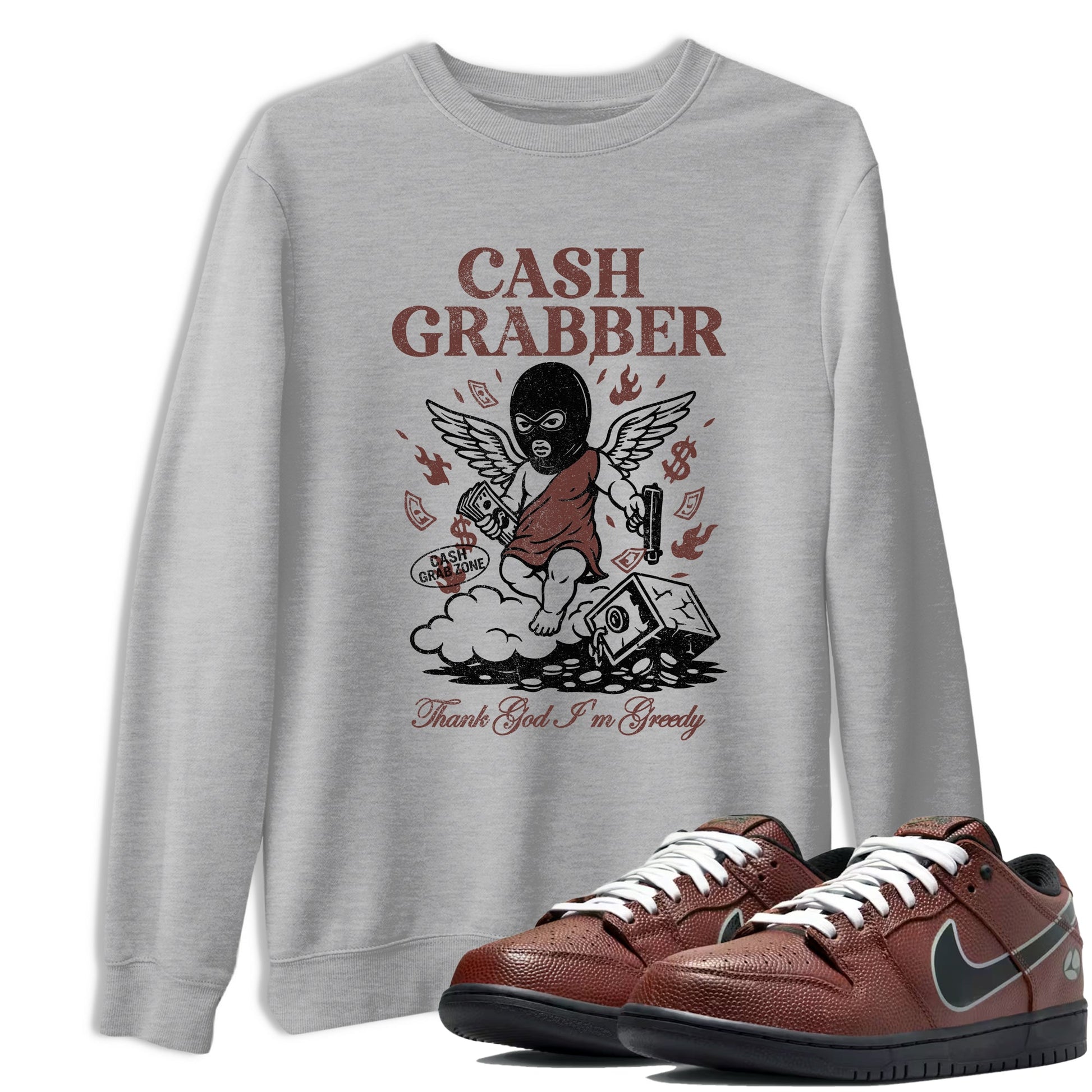Sneaker match tees – Sneaker Tees To Match Dunk Low Football Shoes – Cash Grabber Tee Heather Grey 1