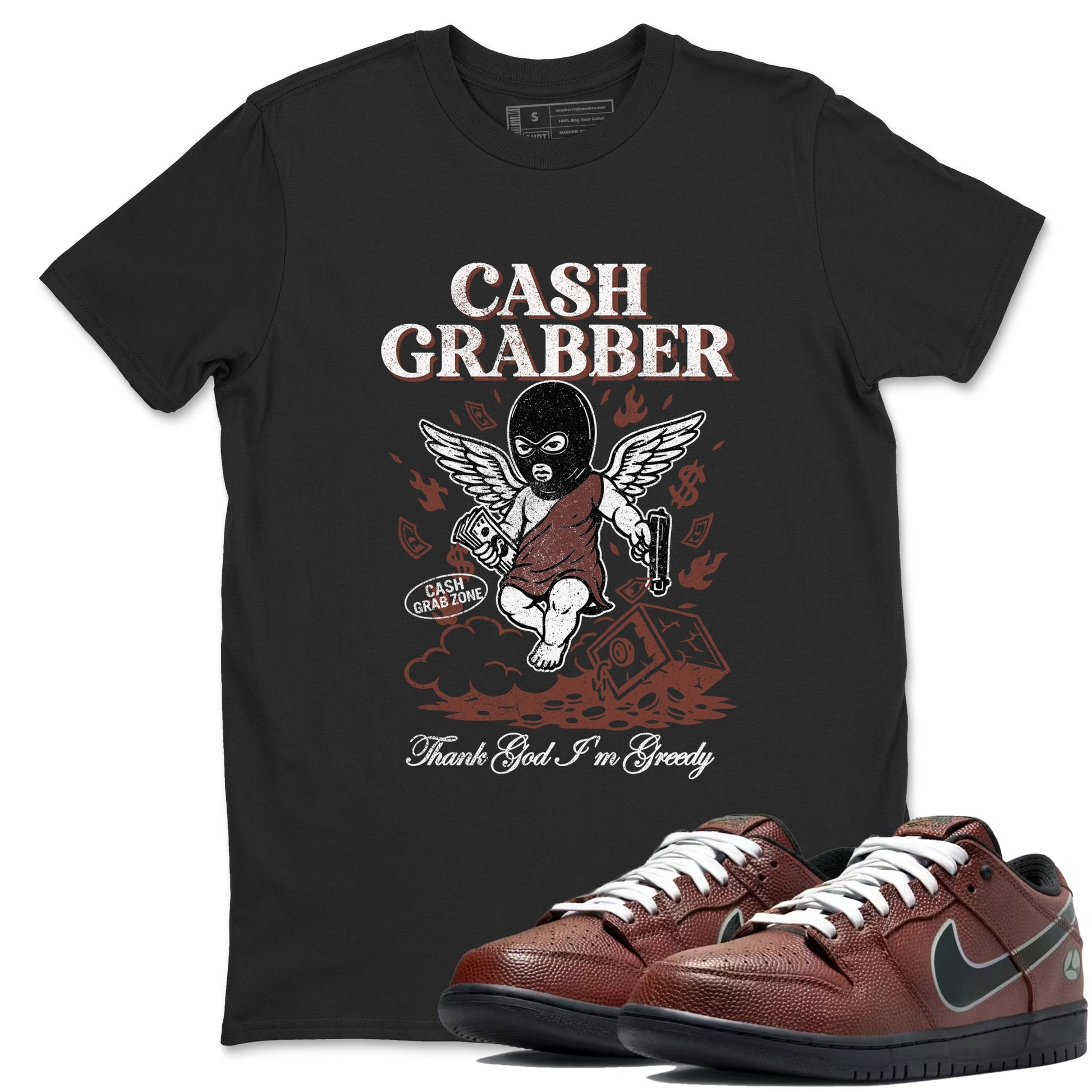 Sneaker match tees – Sneaker Tees To Match Dunk Low Football Shoes – Cash Grabber Tee Black 1