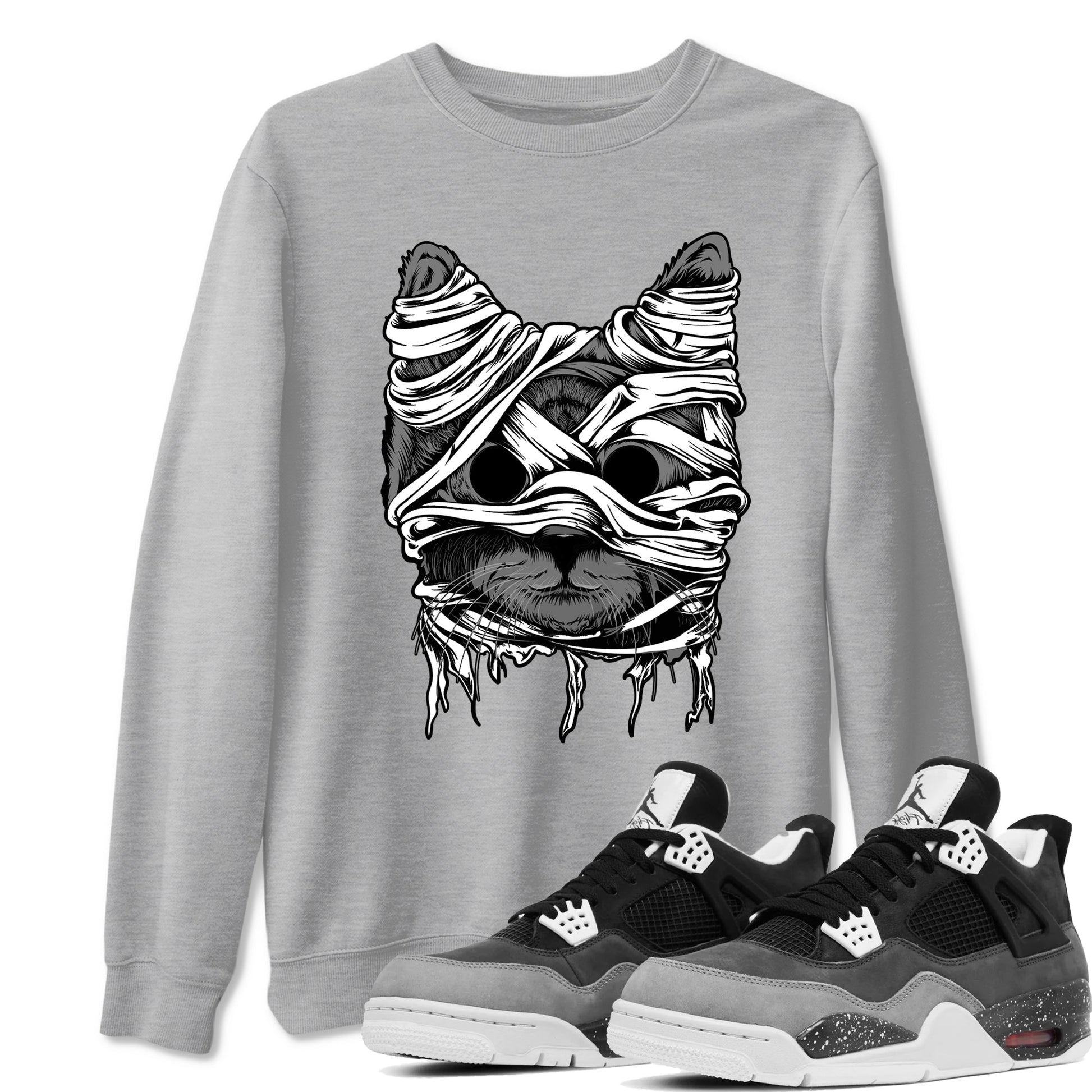 4s Fear shirts to match jordans Cat Mummy unique Halloween sneaker tee Air Jordan 4 Fear match shoes to clothes SNRT Sneaker Tees unisex cotton Heather Grey 1 shirts