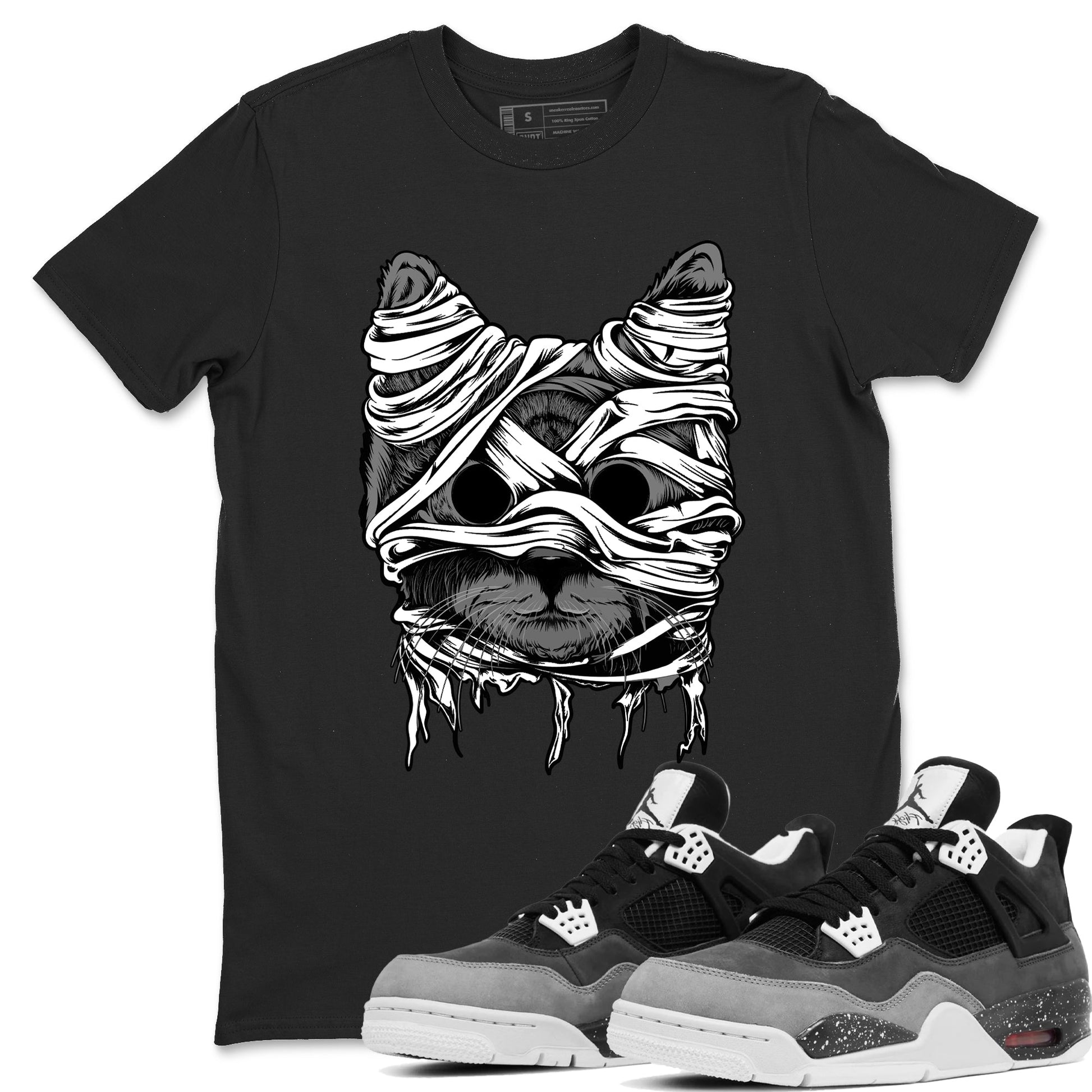 4s Fear shirts to match jordans Cat Mummy unique Halloween sneaker tee Air Jordan 4 Fear match shoes to clothes SNRT Sneaker Tees unisex cotton Black 1 shirts
