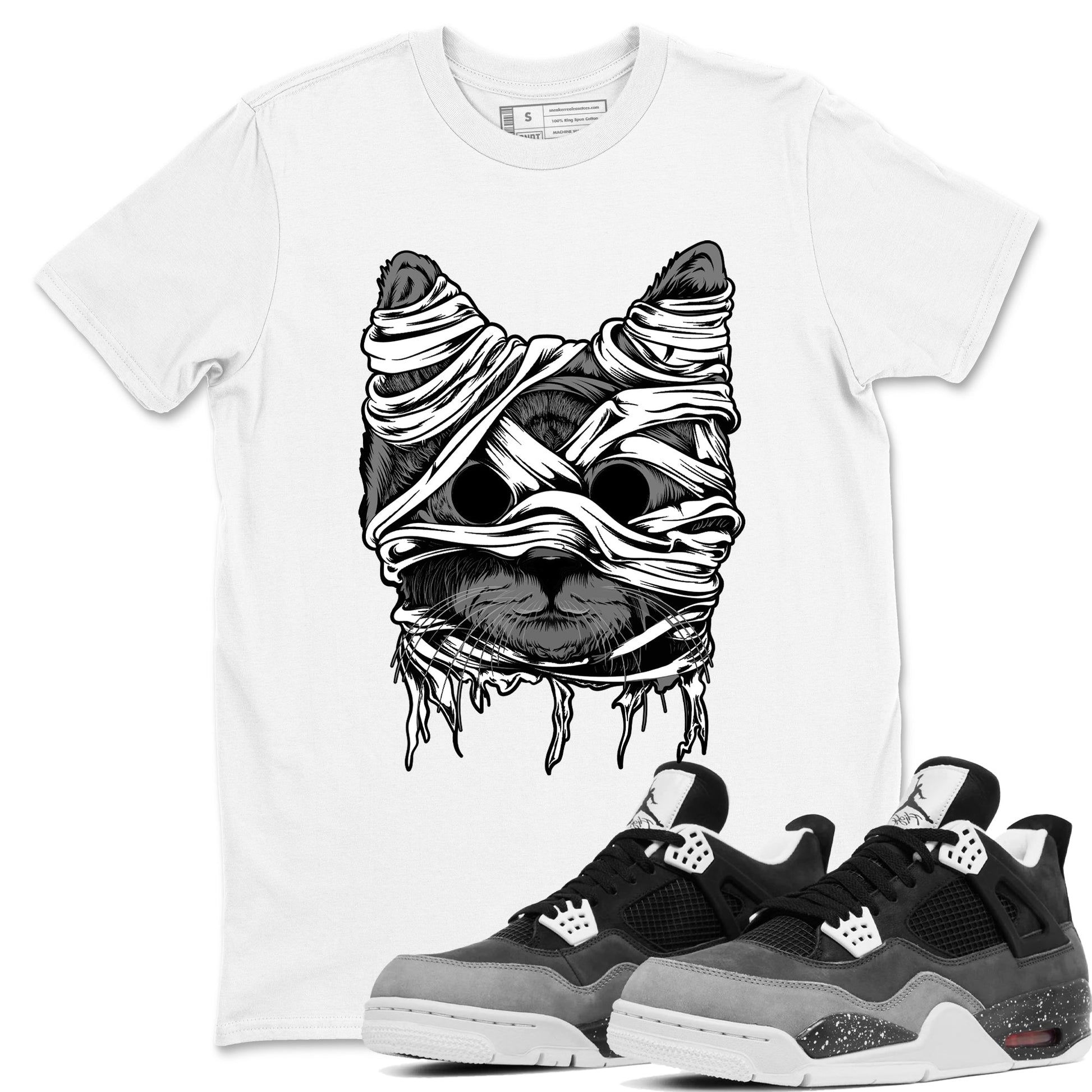4s Fear shirts to match jordans Cat Mummy unique Halloween sneaker tee Air Jordan 4 Fear match shoes to clothes SNRT Sneaker Tees unisex cotton White 1 shirts