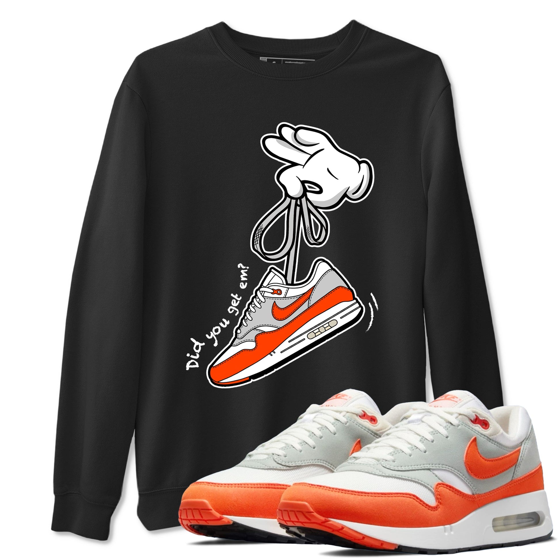 Air Max 1 OG '86 'Summit White and Cosmic Clay shirts to match jordans Catoon Hands sneaker match tees Air Max 1 Cosmic Clay match shoes to clothes SNRT Sneaker Tees unisex cotton Black 1 shirts