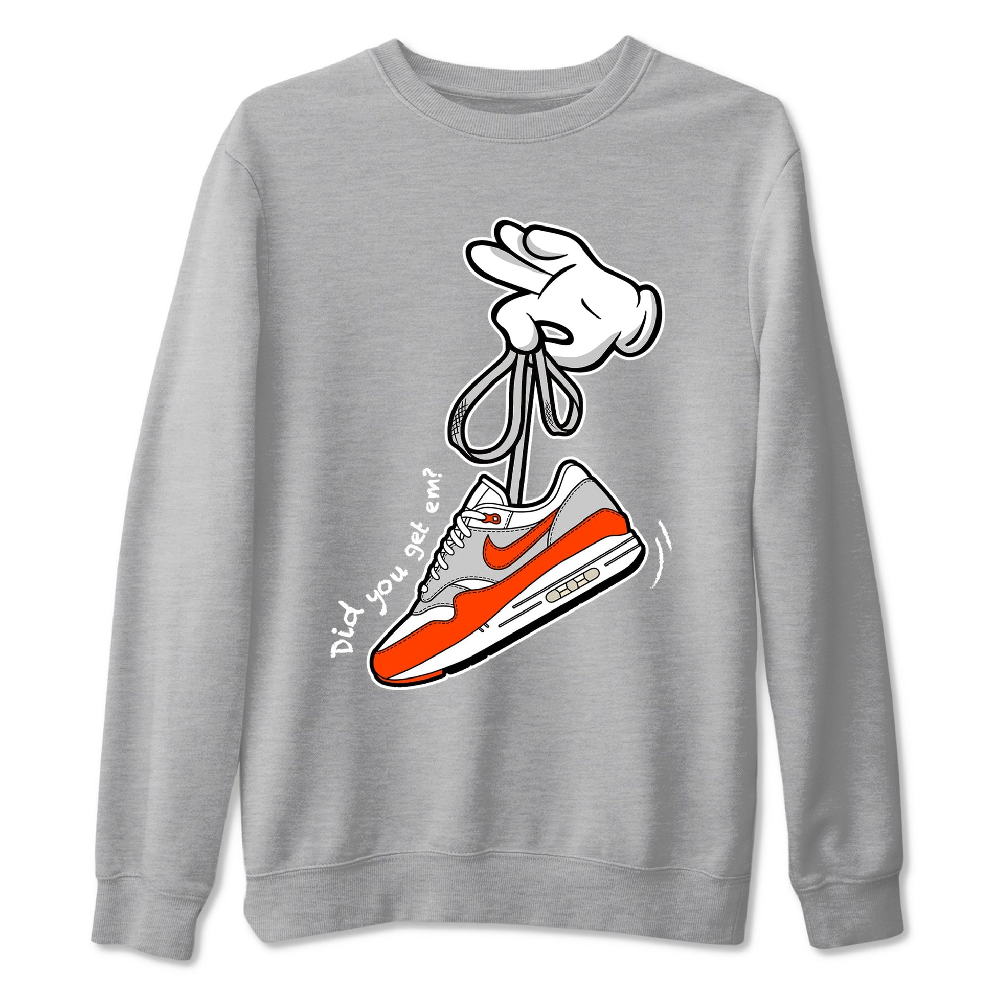 Air Max 1 OG '86 'Summit White and Cosmic Clay shirts to match jordans Catoon Hands sneaker match tees Air Max 1 Cosmic Clay match shoes to clothes SNRT Sneaker Tees unisex cotton Heather Grey 2 shirts