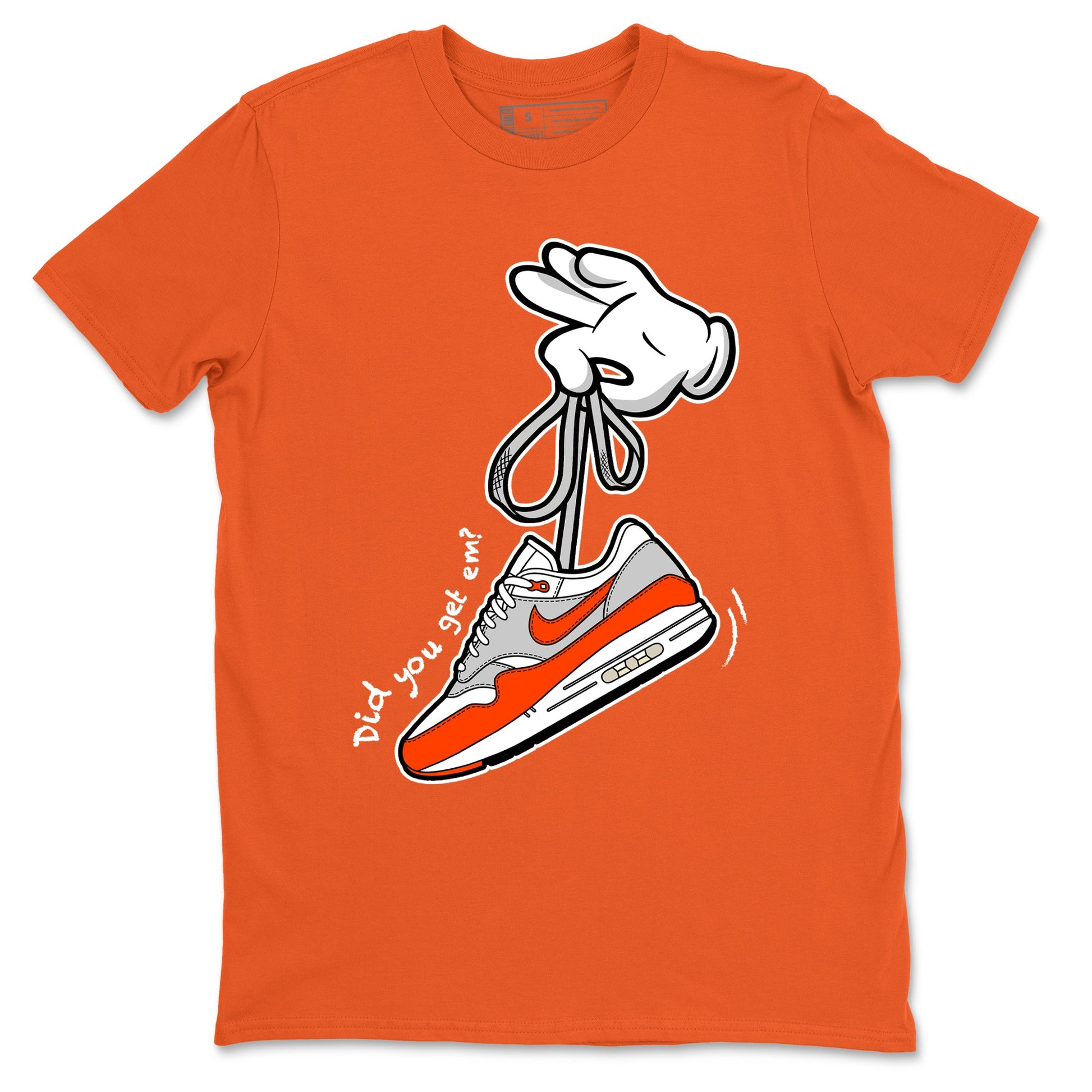 Air Max 1 OG '86 'Summit White and Cosmic Clay shirts to match jordans Catoon Hands sneaker match tees Air Max 1 Cosmic Clay match shoes to clothes SNRT Sneaker Tees unisex cotton Orange 2 shirts