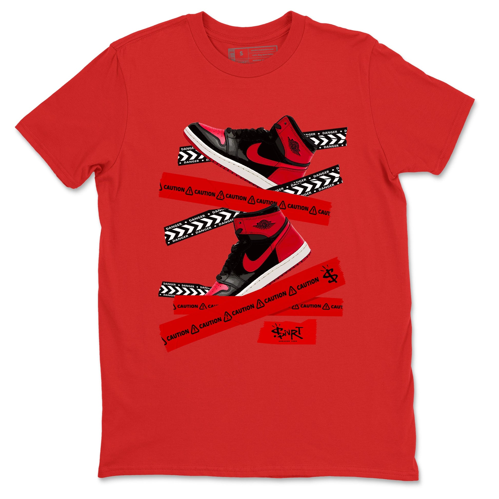 1s '85 Bred shirts to match jordans Caution Tape best t shirts to wear with jordans Air Jordan 1 Retro HIgh OG '85 Bred match shoes to clothes SNRT Sneaker Tees unisex cotton Red 2 shirts