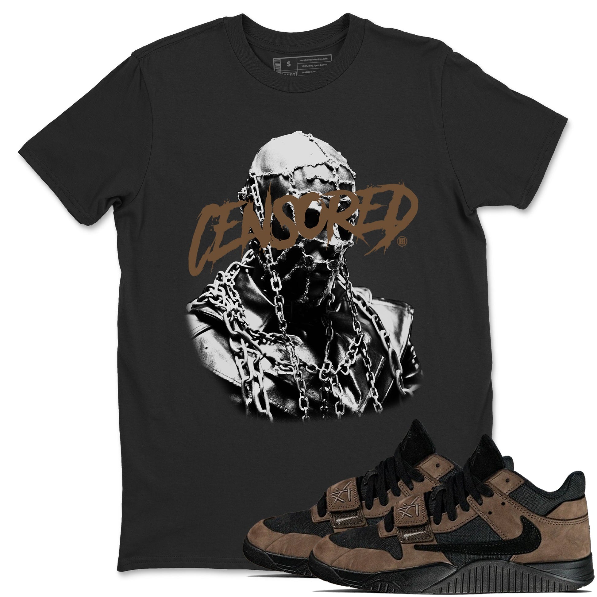 Travis Scott x Jordan Jumpman Jack TR Dark Mocha shirts to match jordans Censored Graphic sneaker match tees Jordan Jumpman Jack Travis Scott Dark Mocha match shoes to clothes SNRT Sneaker Tees unisex cotton Black 1 shirts