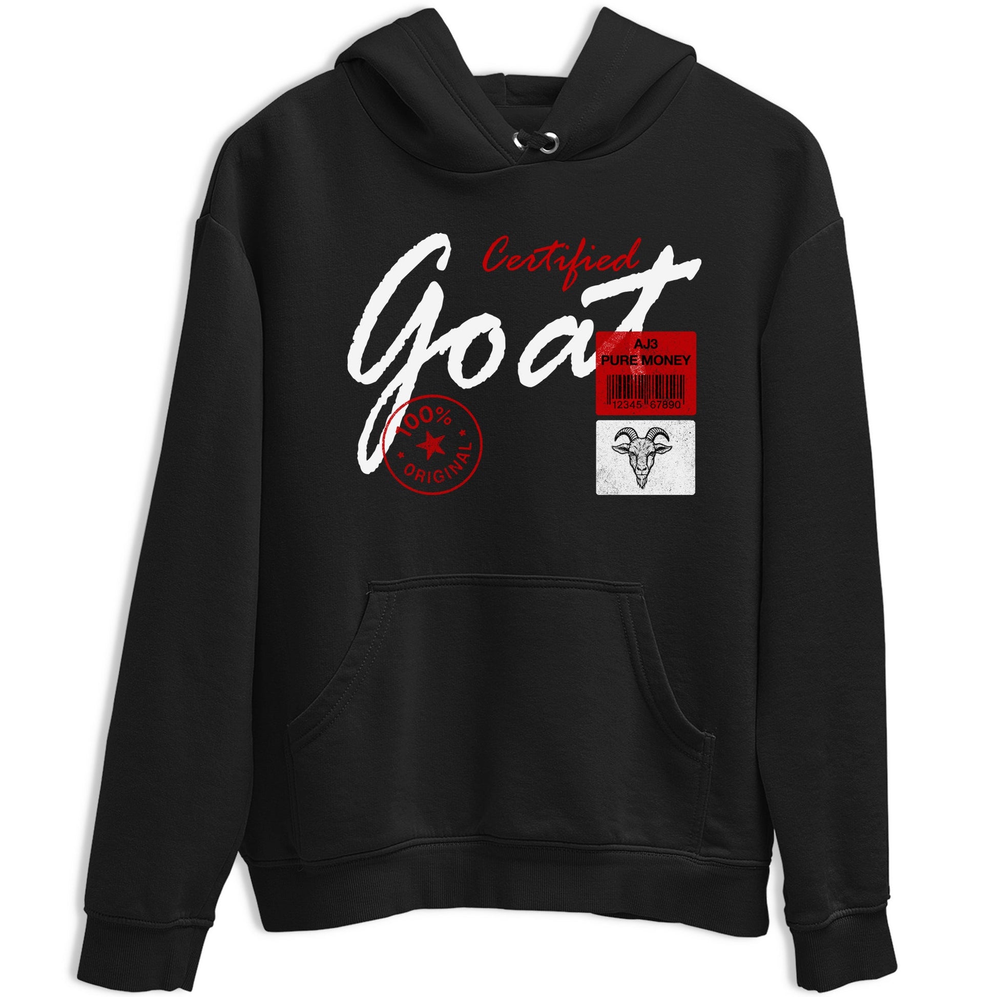 Certified Goat sneaker match t-shirt styled to complete your fit with the Air Force 1 University Red sneakers, shown in Black 2.