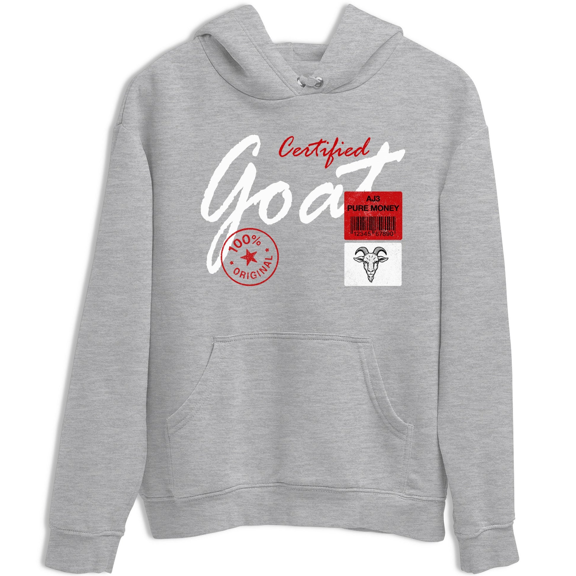 Certified Goat sneaker match t-shirt styled to complete your fit with the Air Force 1 University Red sneakers, shown in Heather Grey 2.