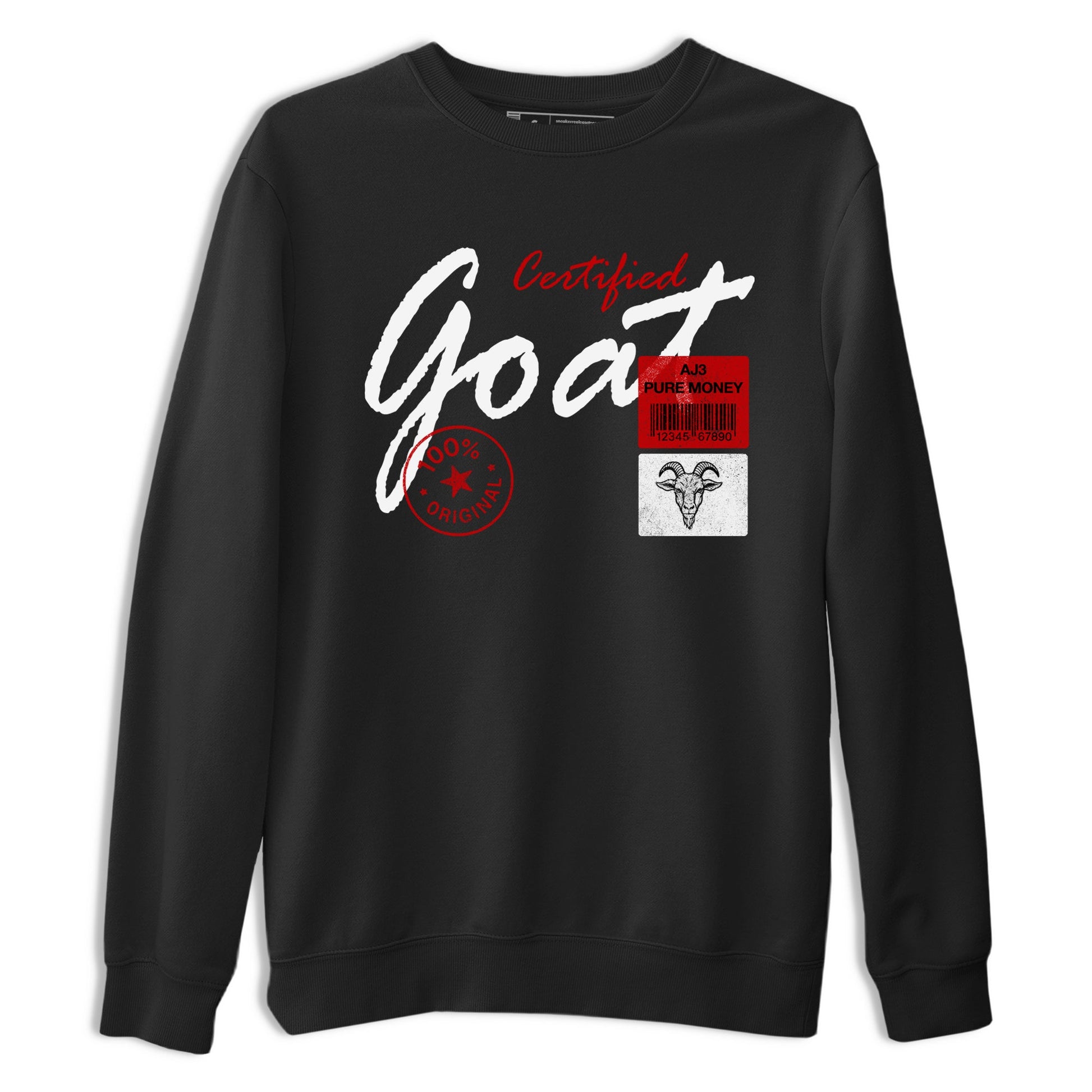 Certified Goat sneaker match t-shirt styled to complete your fit with the Air Force 1 University Red sneakers, shown in Black 2.