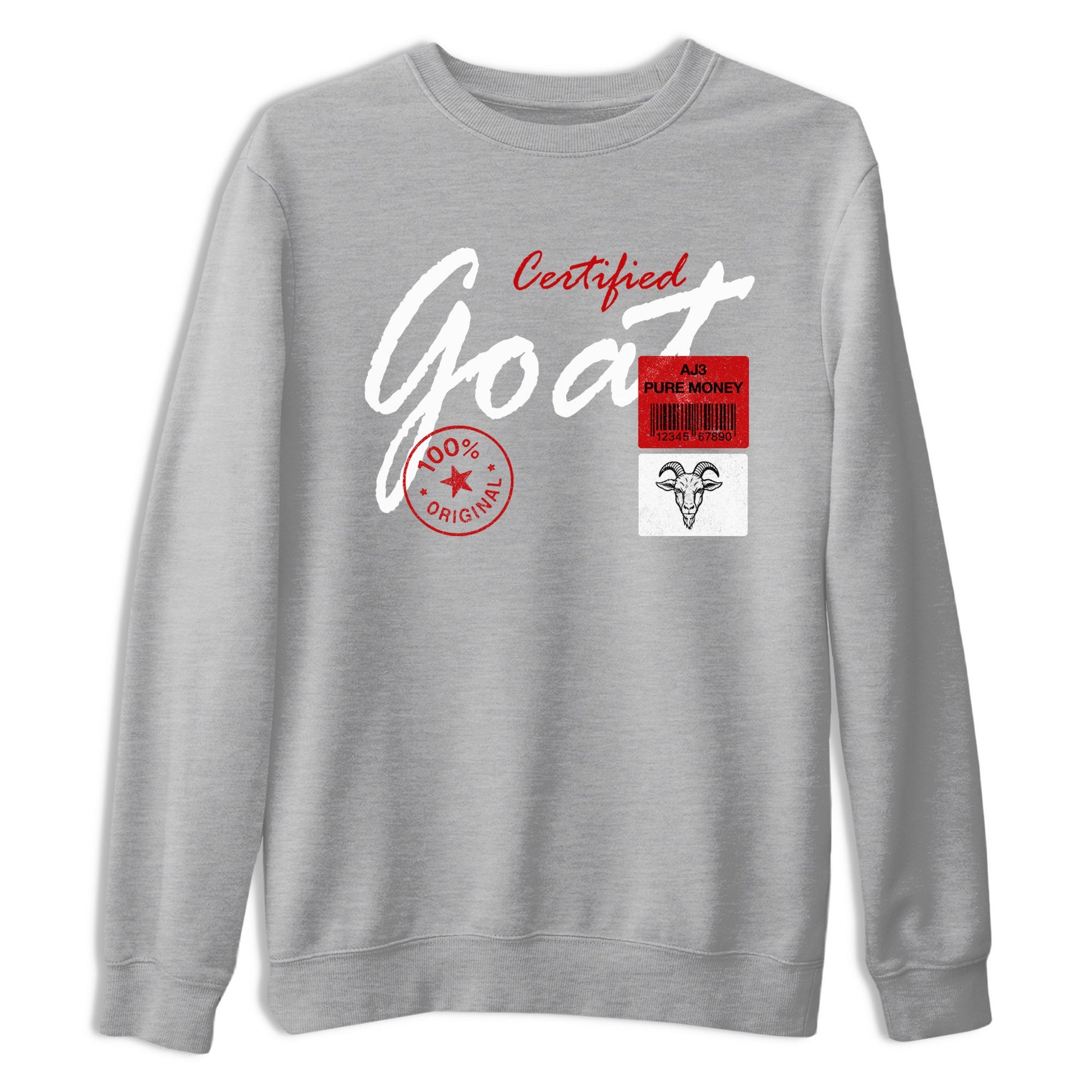 Certified Goat sneaker match t-shirt styled to complete your fit with the Air Force 1 University Red sneakers, shown in Heather Grey 2.