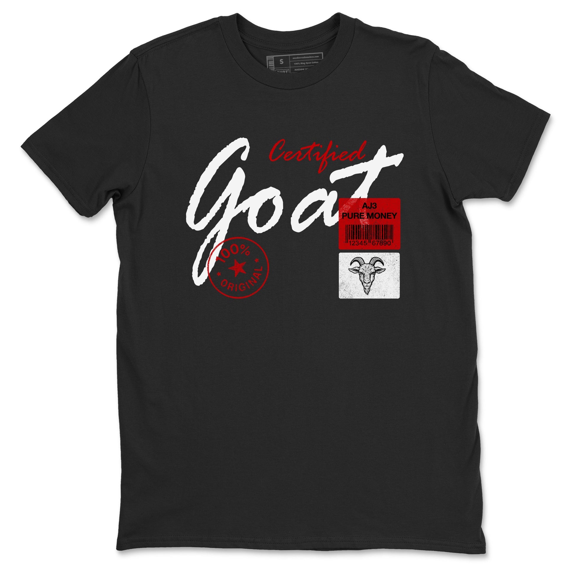 Certified Goat sneaker match t-shirt styled to complete your fit with the Air Force 1 University Red sneakers, shown in Black 2.