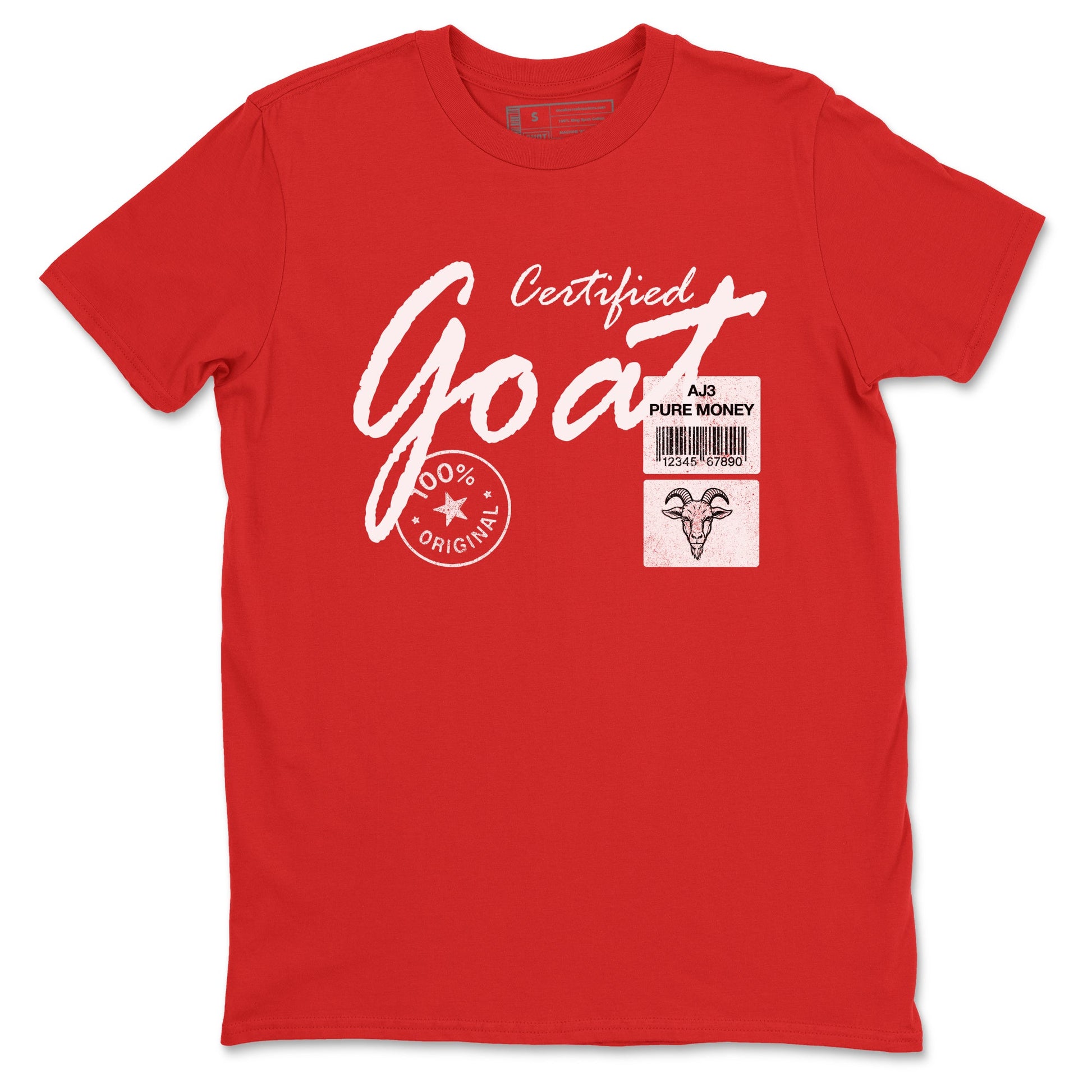 Certified Goat sneaker match t-shirt styled to complete your fit with the Air Force 1 University Red sneakers, shown in Red 2.