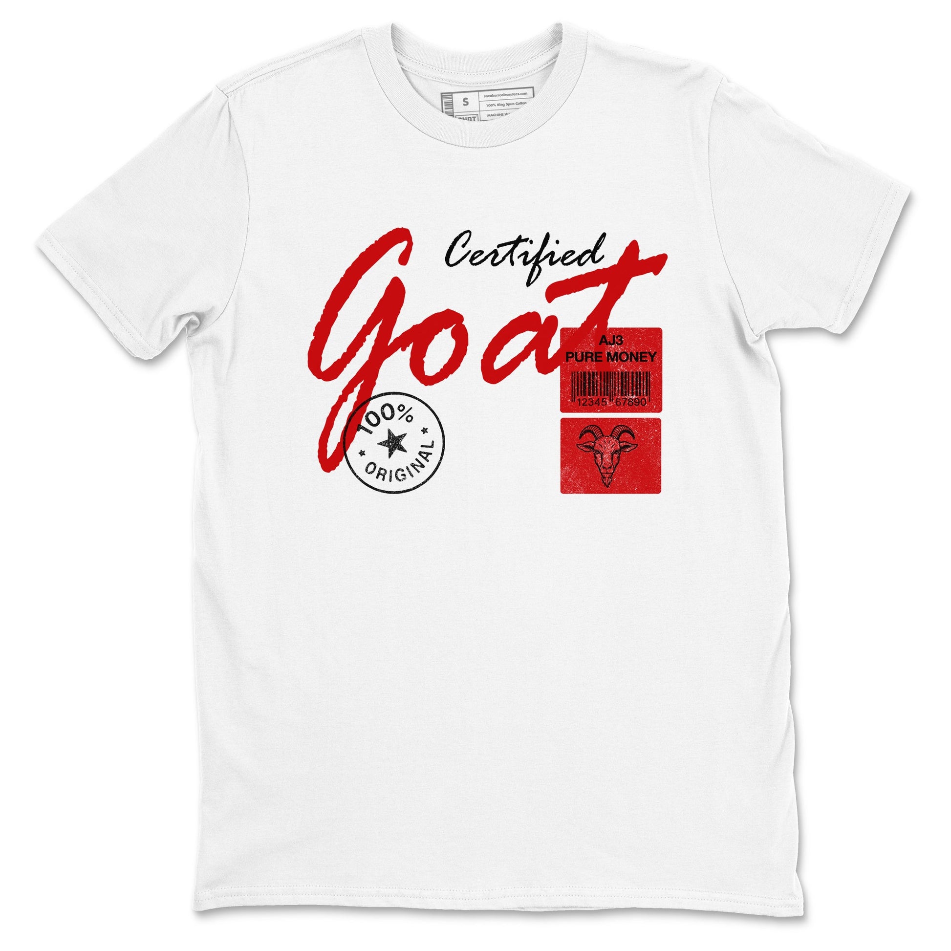 Certified Goat sneaker match t-shirt styled to complete your fit with the Air Force 1 University Red sneakers, shown in White 2.