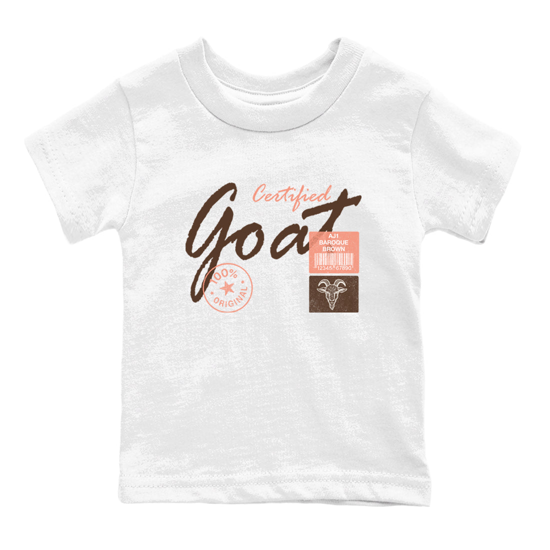 Sneaker match tees – Sneaker Tees To Match Air Jordan 1 Baroque Brown Shoes – Certified Goat Kids T-Shirt White 2