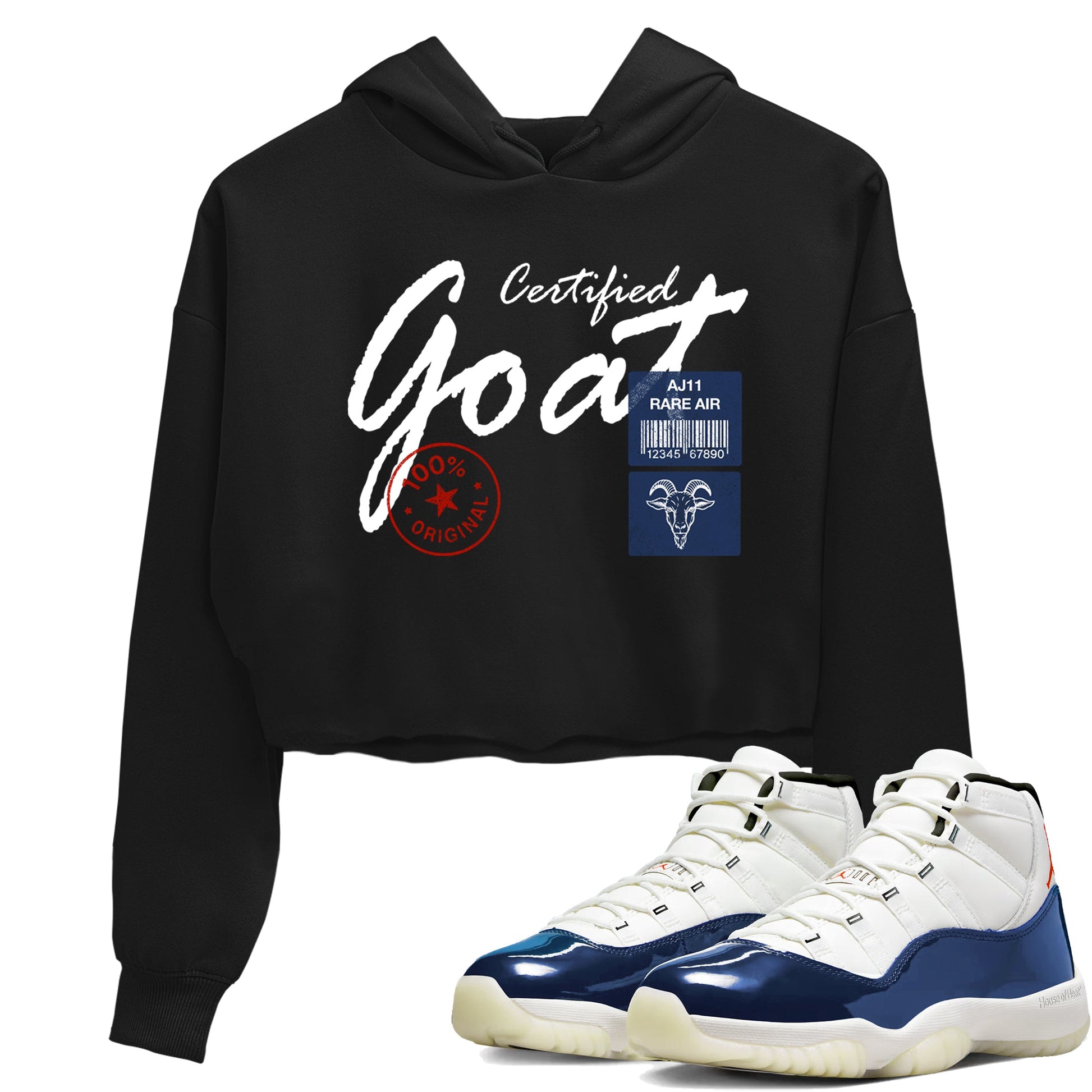 Sneaker match tees – Sneaker Tees To Match Air Jordan 11 Rare Air Shoes – Certified Goat Crop T-Shirt Black 1
