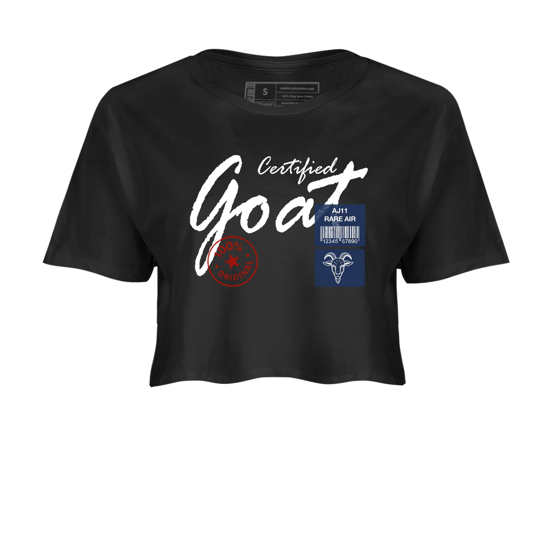 Sneaker match tees – Sneaker Tees To Match Air Jordan 11 Rare Air Shoes – Certified Goat Crop T-Shirt Black 2