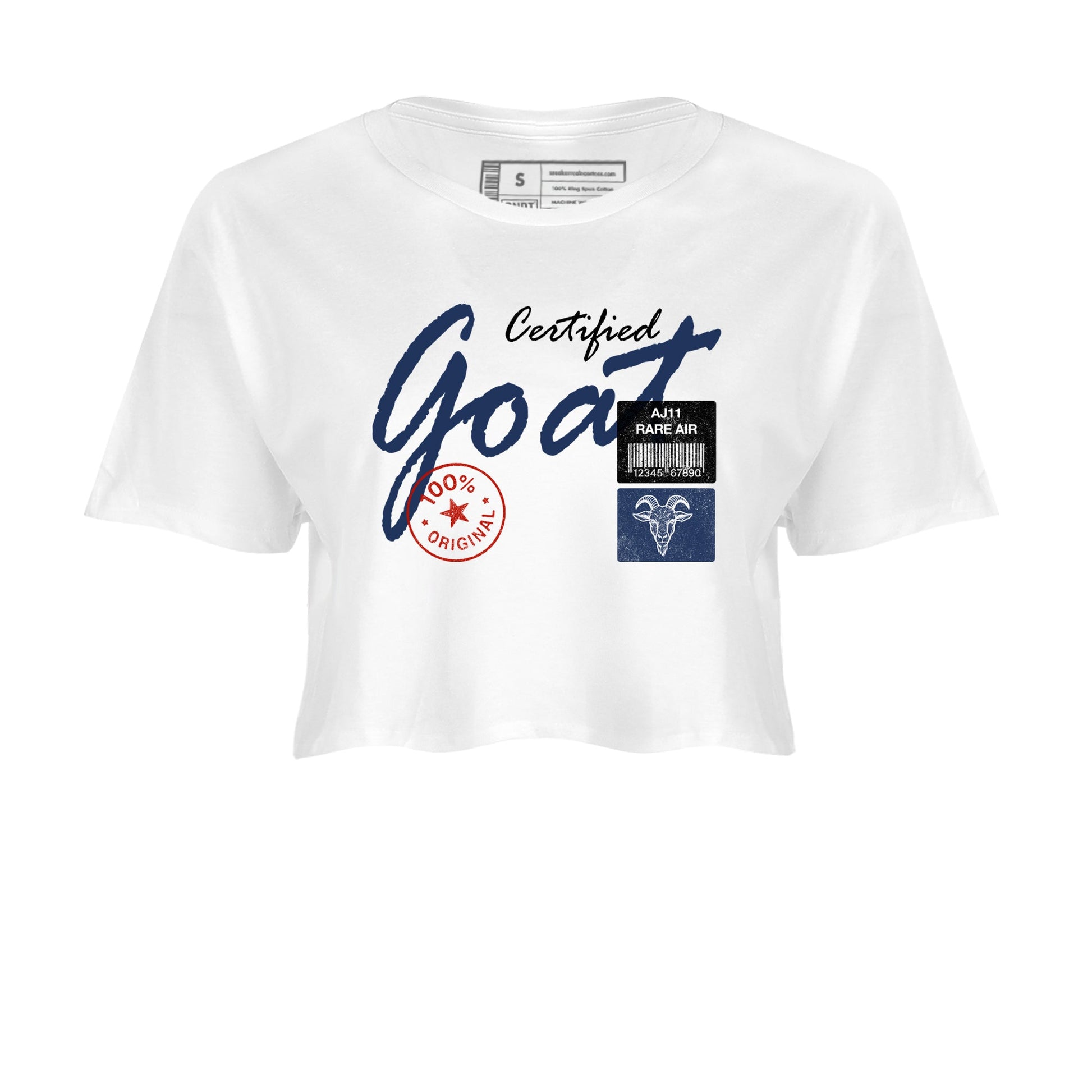 Sneaker match tees – Sneaker Tees To Match Air Jordan 11 Rare Air Shoes – Certified Goat Crop T-Shirt White 2