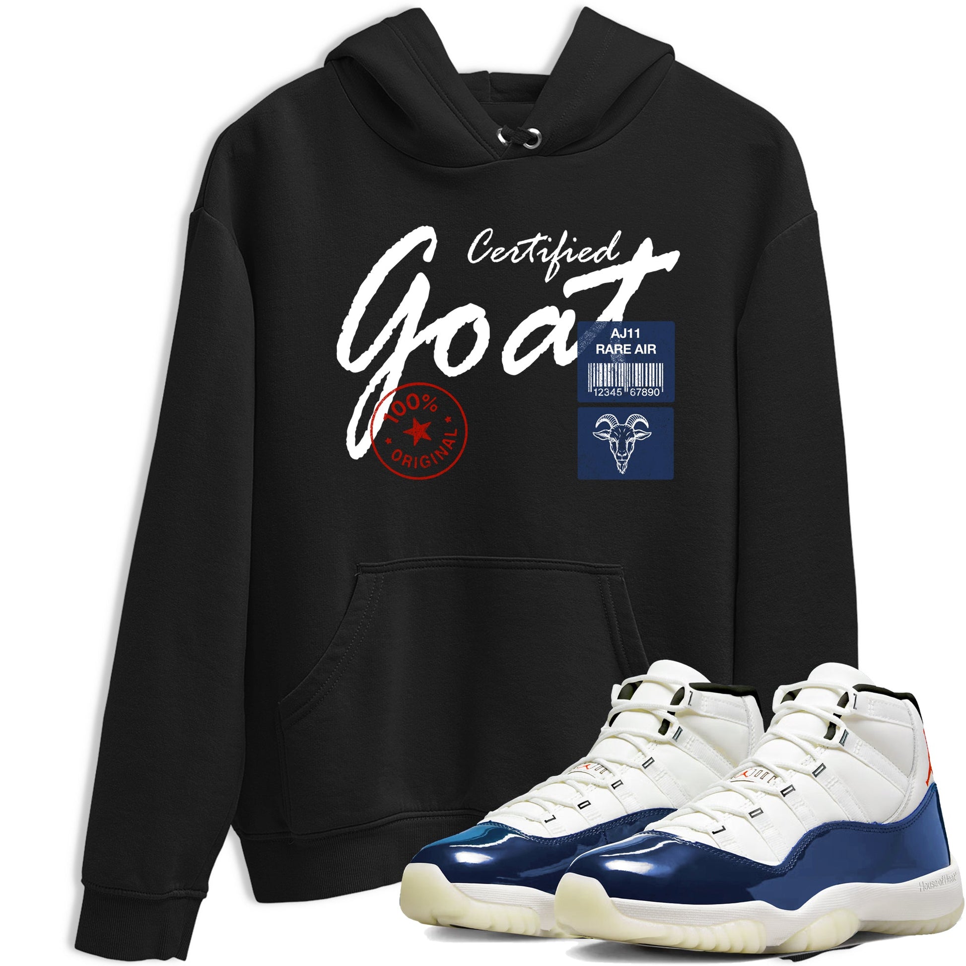 Sneaker match tees – Sneaker Tees To Match Air Jordan 11 Rare Air Shoes – Certified Goat Tee Black 1