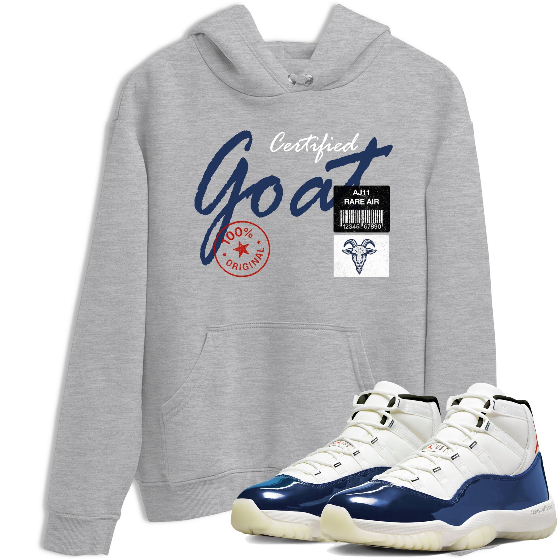 Sneaker match tees – Sneaker Tees To Match Air Jordan 11 Rare Air Shoes – Certified Goat Tee Heather Grey 1
