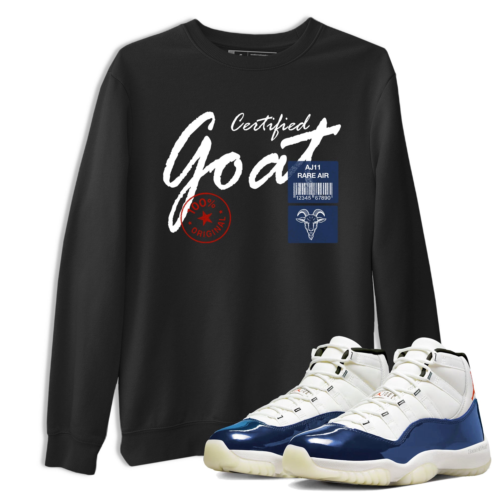 Sneaker match tees – Sneaker Tees To Match Air Jordan 11 Rare Air Shoes – Certified Goat Tee Black 1