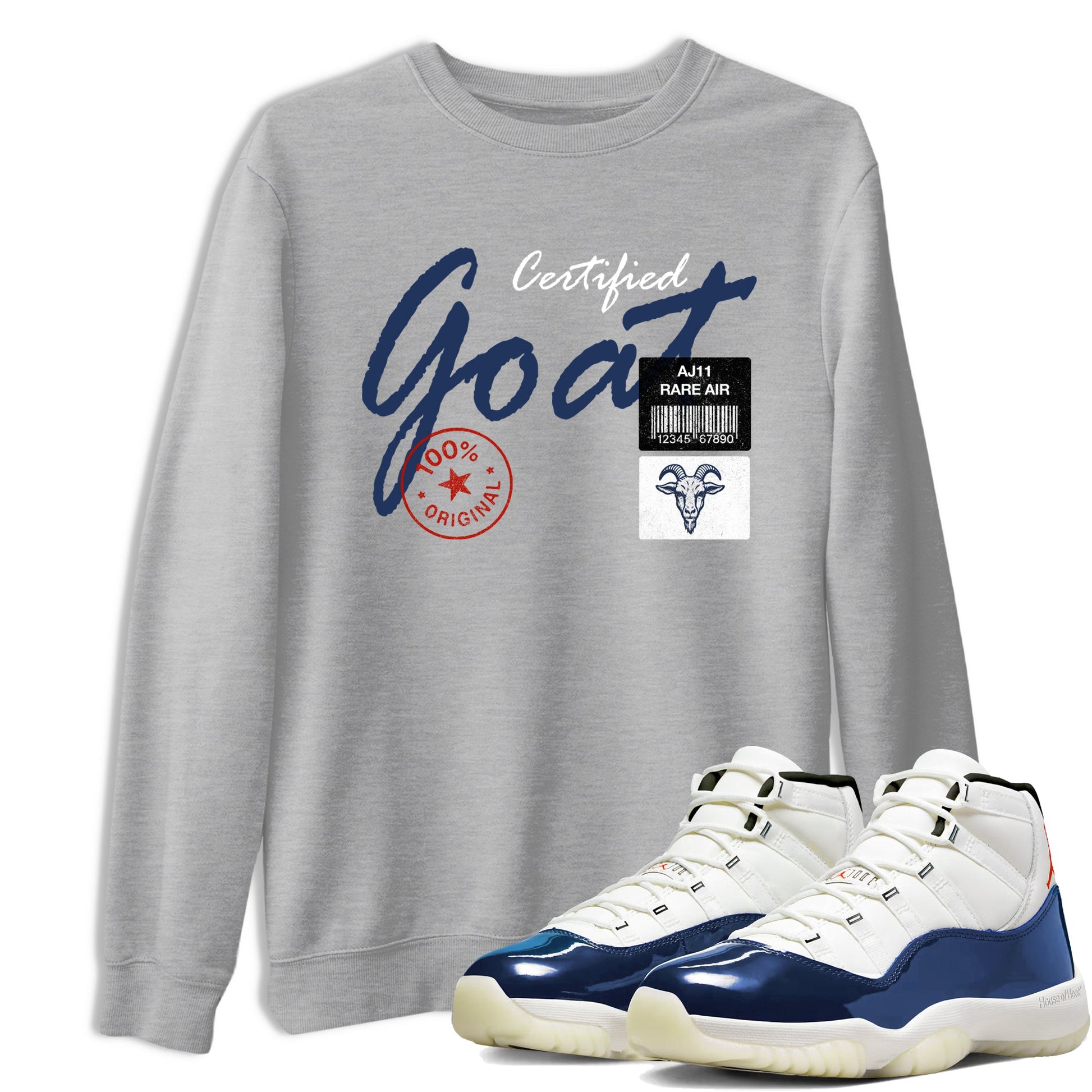 Sneaker match tees – Sneaker Tees To Match Air Jordan 11 Rare Air Shoes – Certified Goat Tee Heather Grey 1