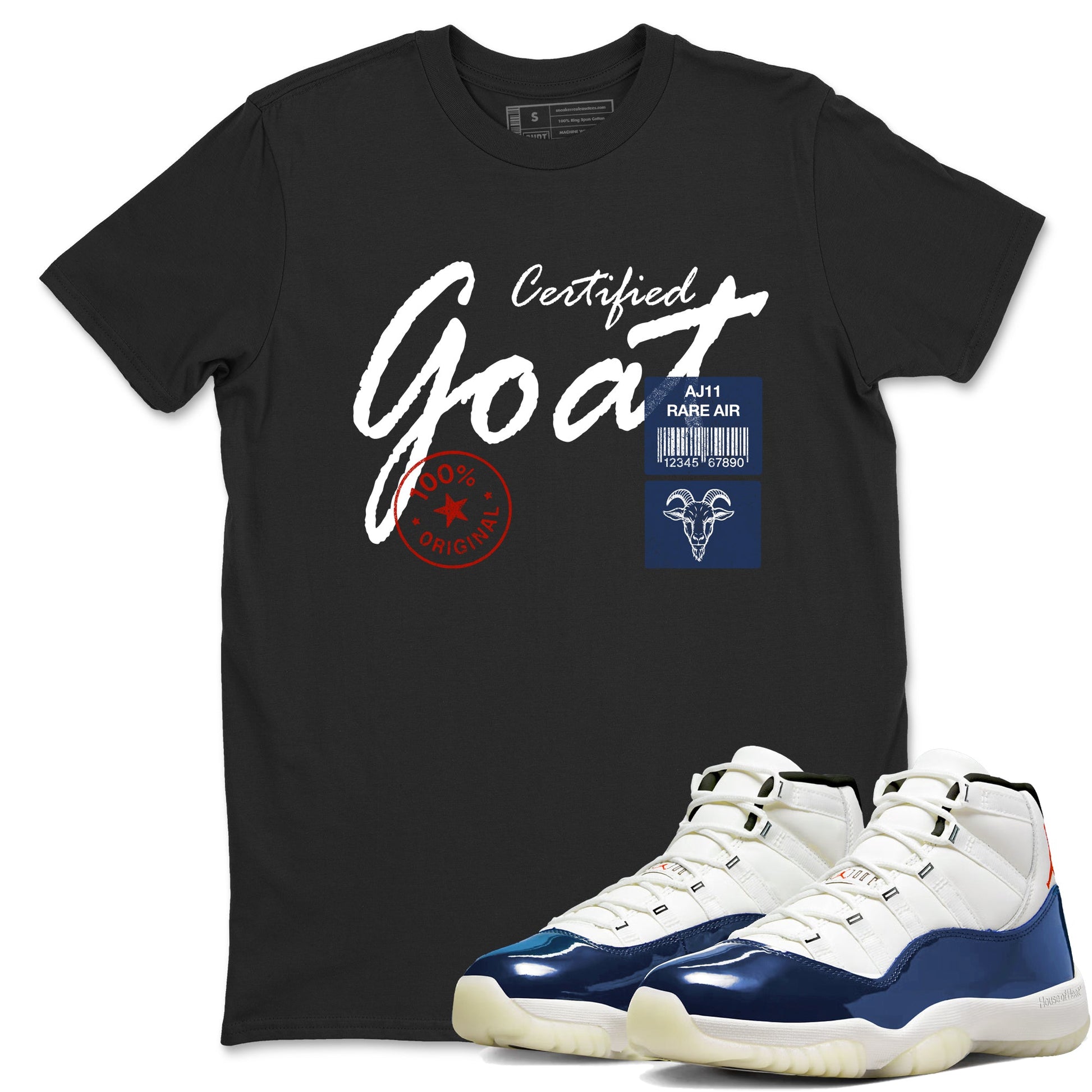 Sneaker match tees – Sneaker Tees To Match Air Jordan 11 Rare Air Shoes – Certified Goat Tee Black 1