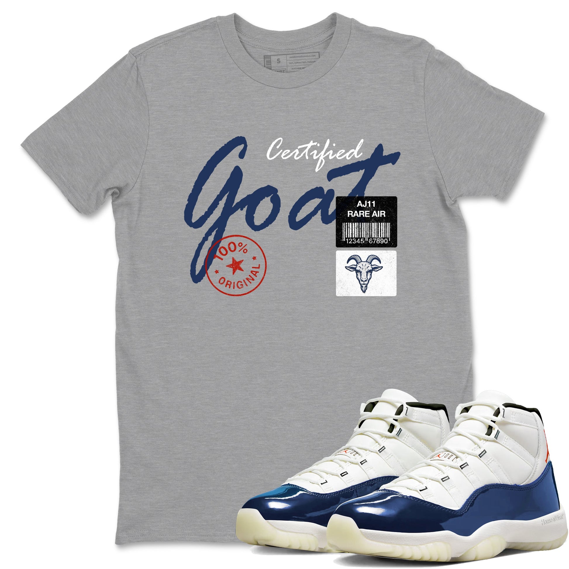 Sneaker match tees – Sneaker Tees To Match Air Jordan 11 Rare Air Shoes – Certified Goat Tee Heather Grey 1