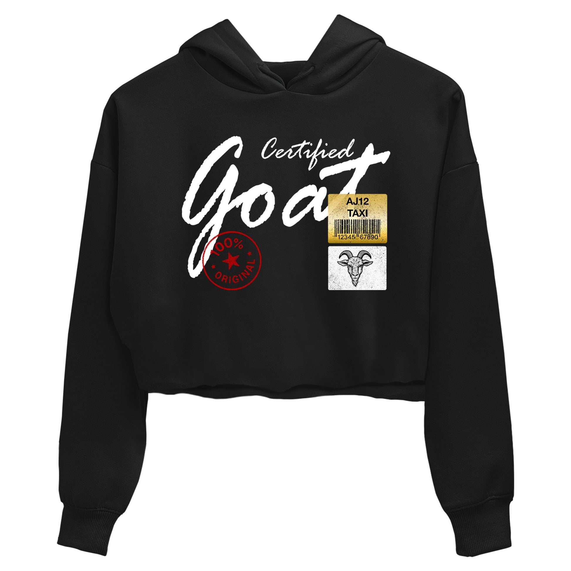 Sneaker match tees – Sneaker Tees To Match Air Jordan 12 Taxi Shoes – Certified Goat Crop T-Shirt Black 2