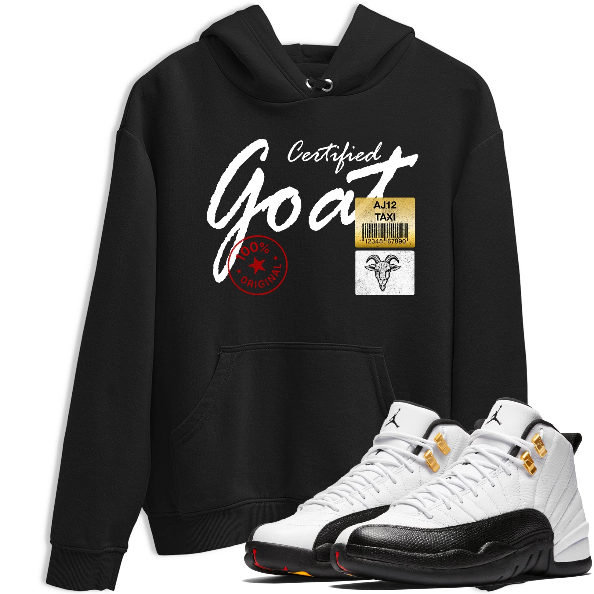 Sneaker match tees – Sneaker Tees To Match Air Jordan 12 Taxi Shoes – Certified Goat Tee Black 1