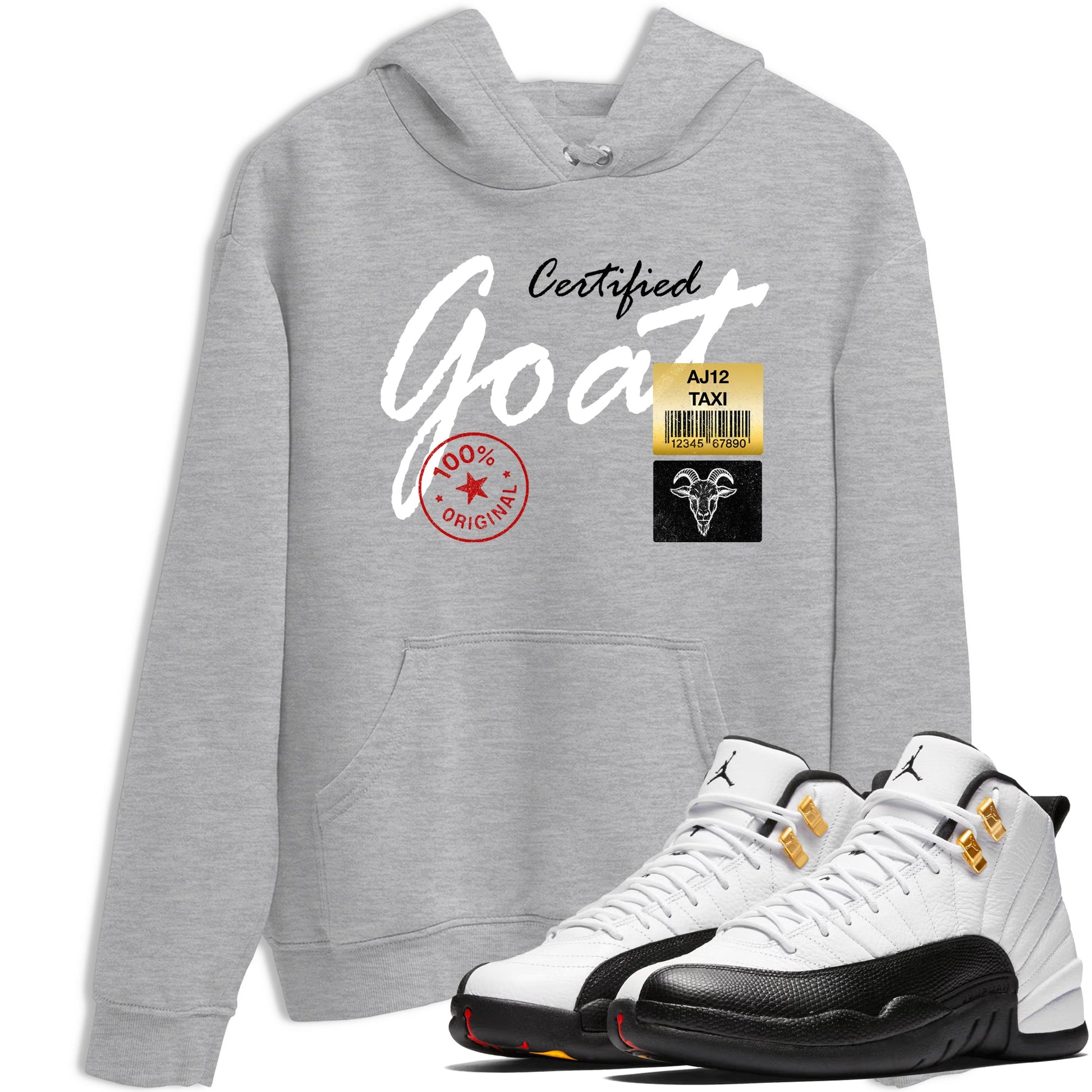 Sneaker match tees – Sneaker Tees To Match Air Jordan 12 Taxi Shoes – Certified Goat Tee Heather Grey 1