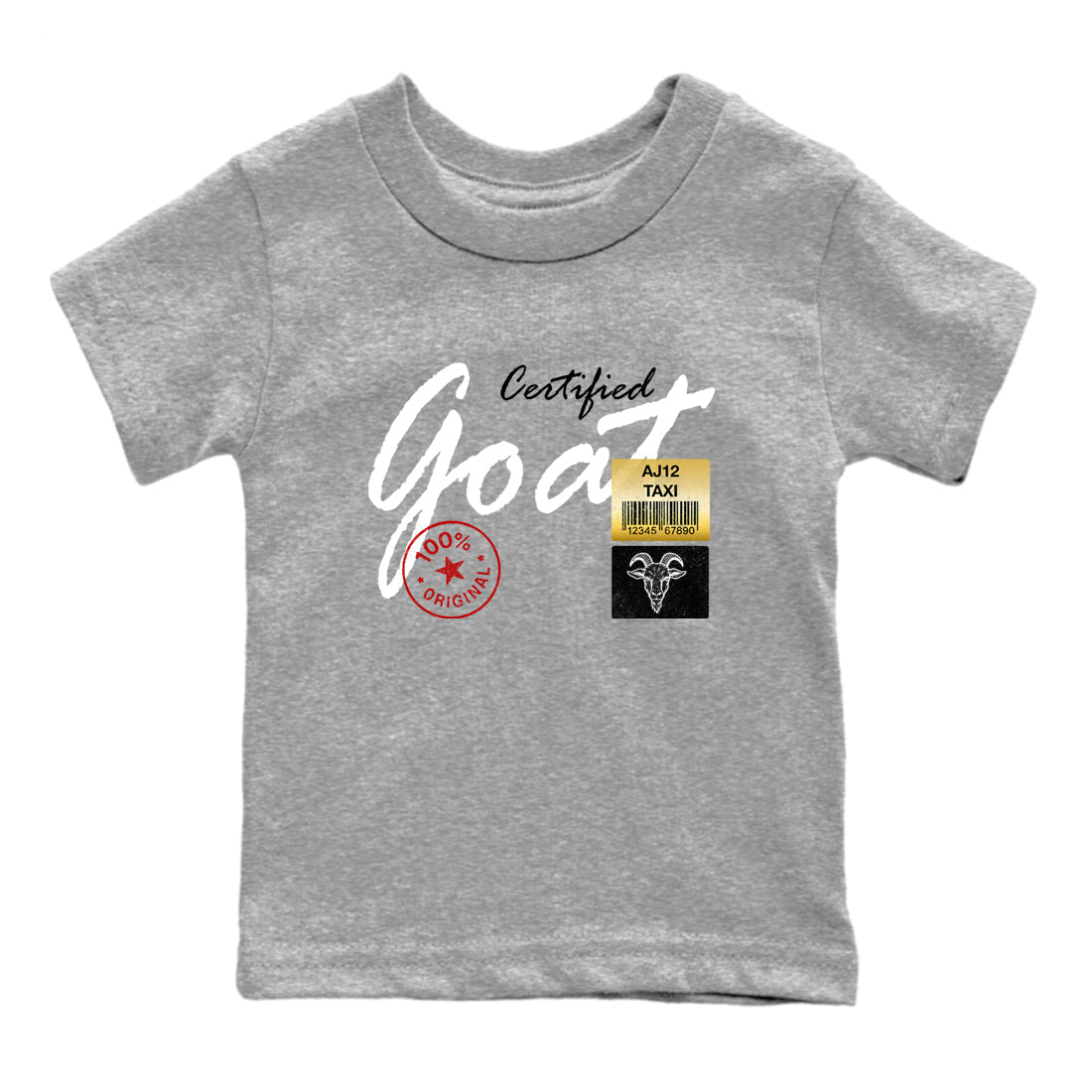 Sneaker match tees – Sneaker Tees To Match Air Jordan 12 Taxi Shoes – Certified Goat Kids T-Shirt Heather Grey 2