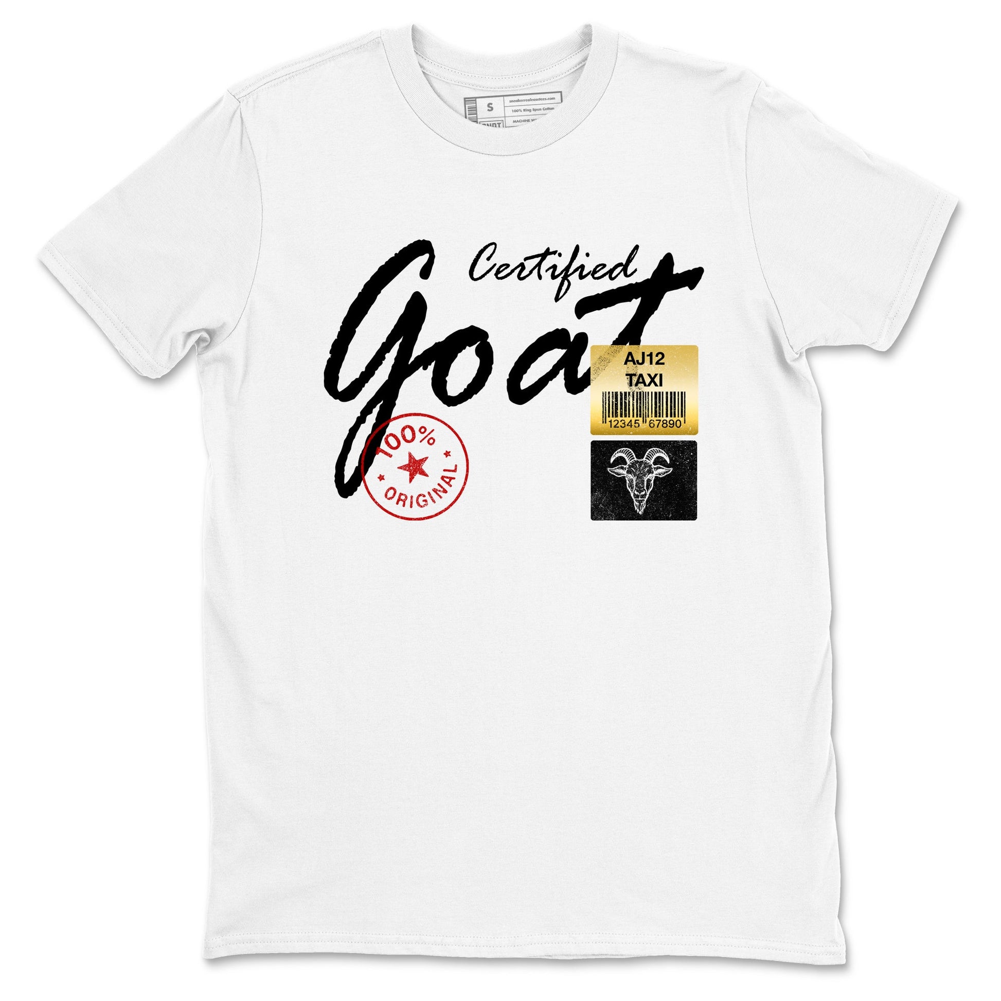Sneaker match tees – Sneaker Tees To Match Air Jordan 12 Taxi Shoes – Certified Goat Tee White 2