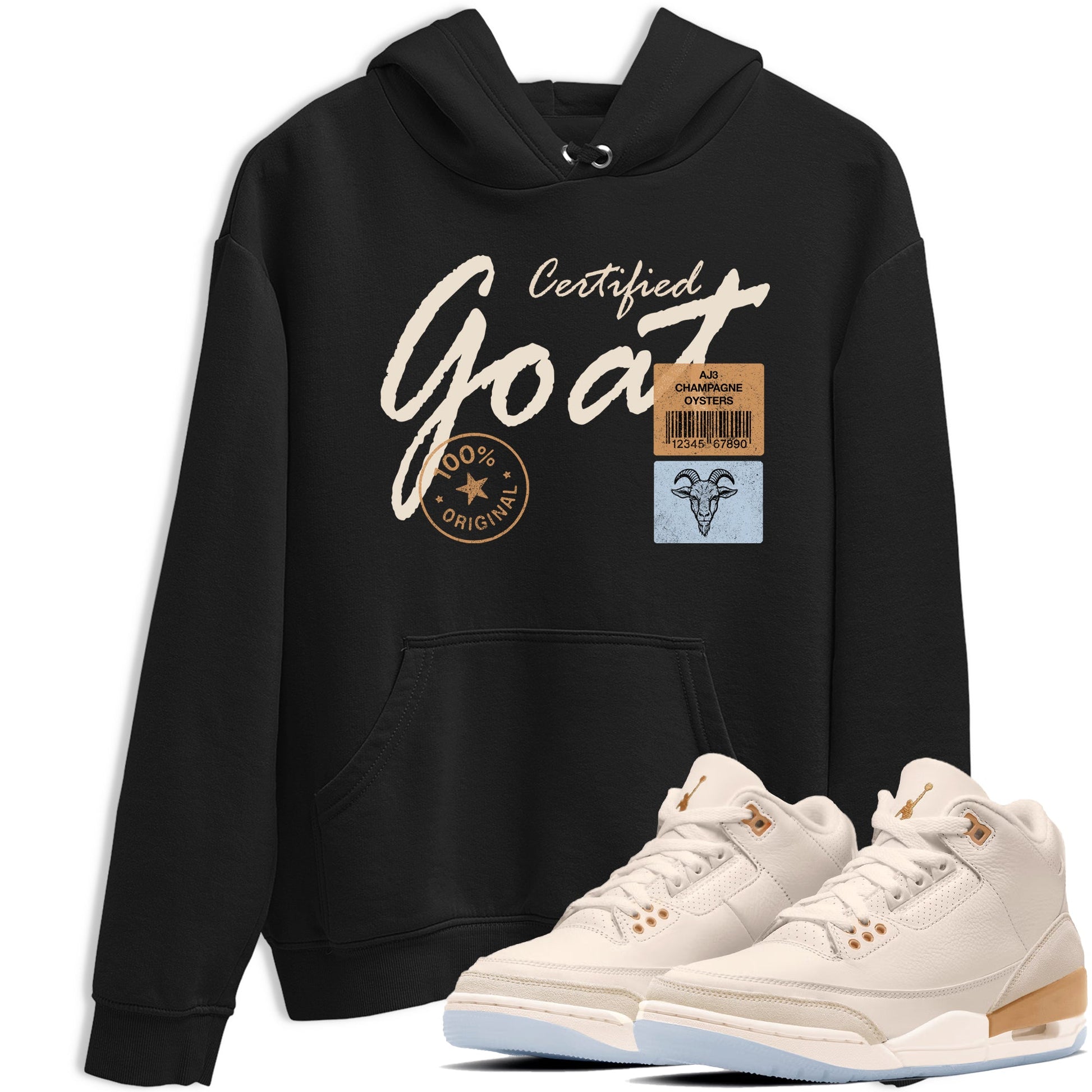 Sneaker match tees – Sneaker Tees To Match Air Jordan 3 Champagne and Oysters Shoes – Certified Goat Tee Black 1