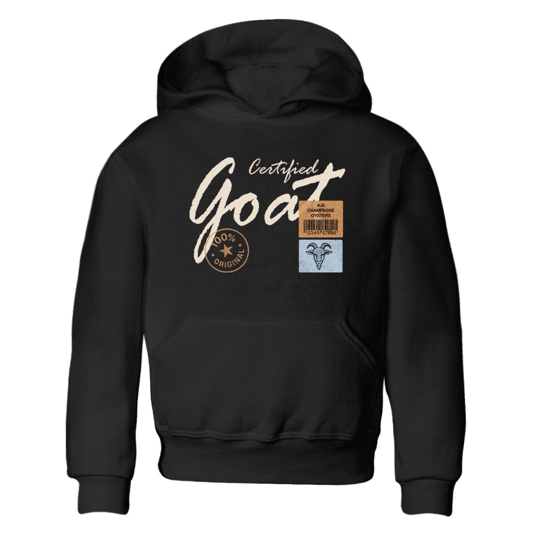 Sneaker match tees – Sneaker Tees To Match Air Jordan 3 Champagne and Oysters Shoes – Certified Goat Kids T-Shirt Black 2