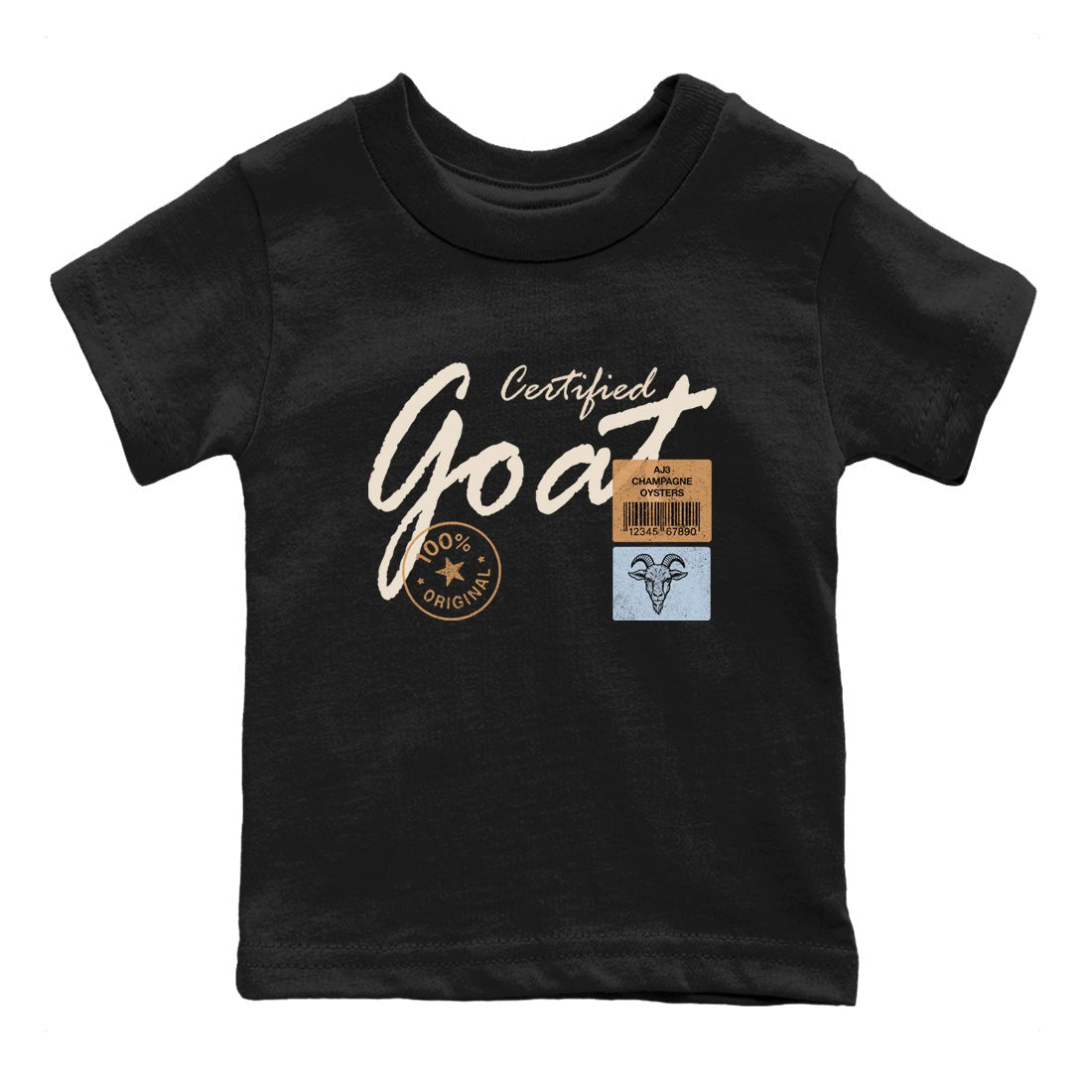 Sneaker match tees – Sneaker Tees To Match Air Jordan 3 Champagne and Oysters Shoes – Certified Goat Kids T-Shirt Black 2