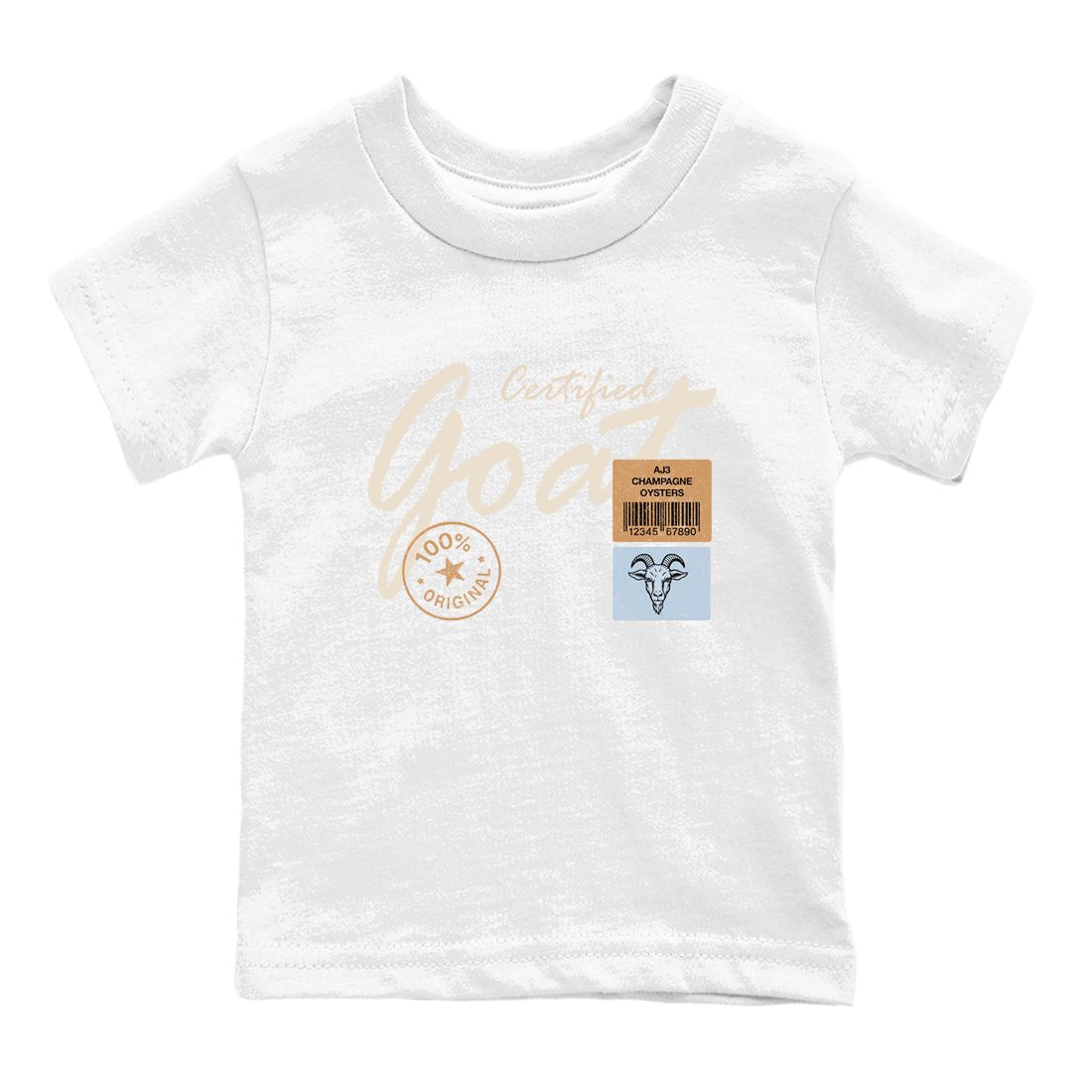 Sneaker match tees – Sneaker Tees To Match Air Jordan 3 Champagne and Oysters Shoes – Certified Goat Kids T-Shirt White 2
