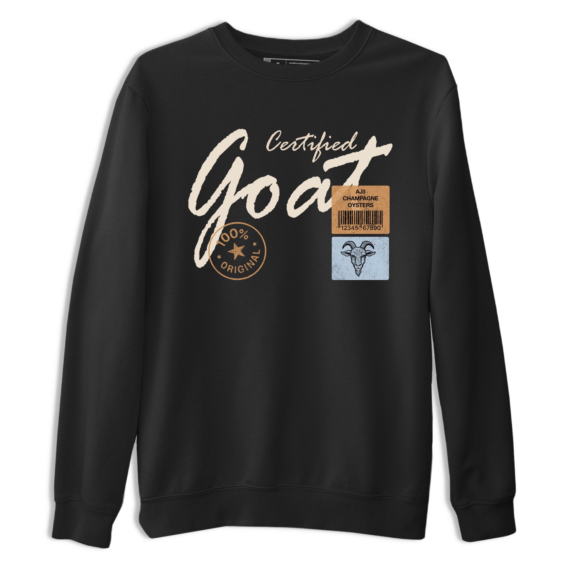 Sneaker match tees – Sneaker Tees To Match Air Jordan 3 Champagne and Oysters Shoes – Certified Goat Tee Black 2