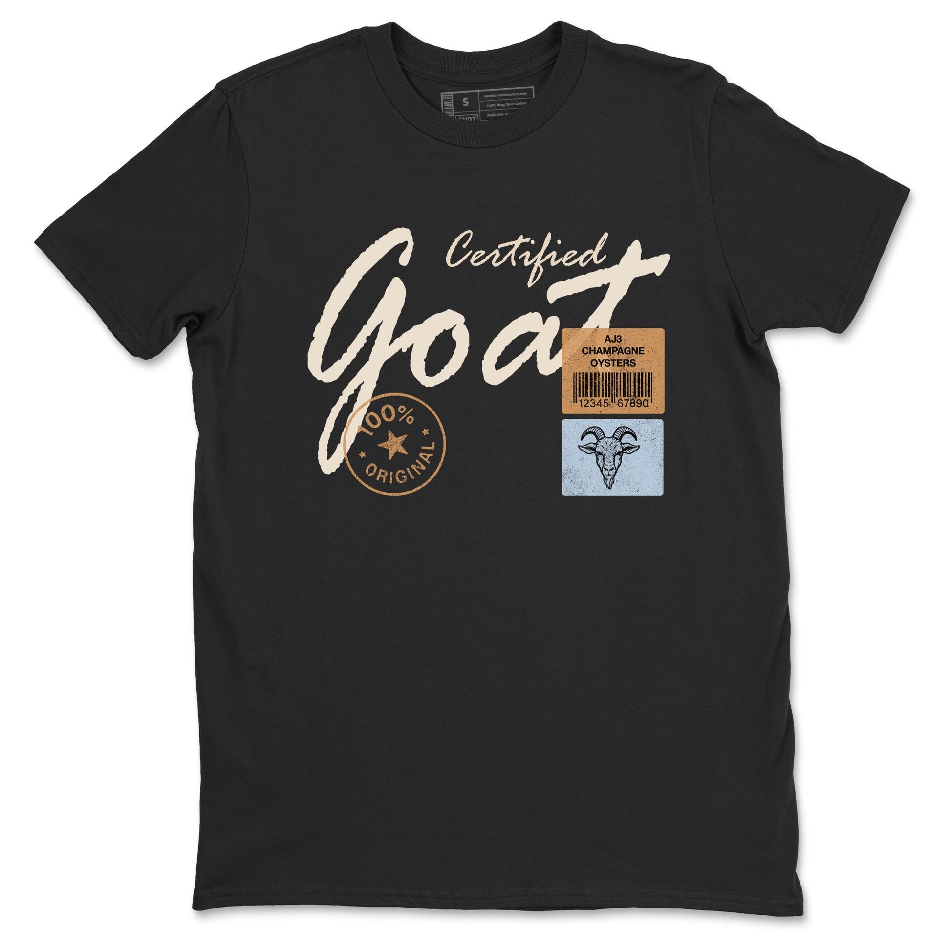 Sneaker match tees – Sneaker Tees To Match Air Jordan 3 Champagne and Oysters Shoes – Certified Goat Tee Black 2