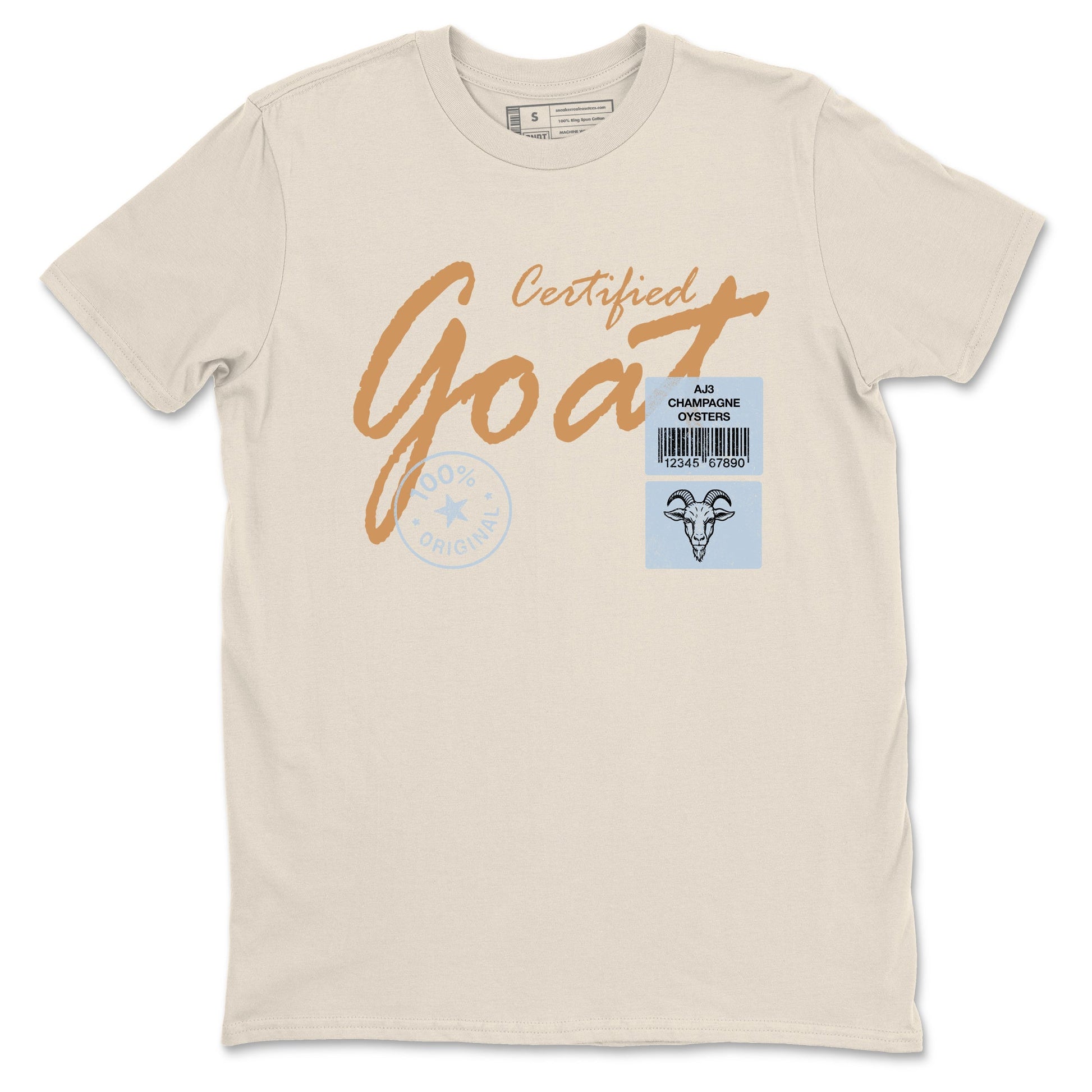 Sneaker match tees – Sneaker Tees To Match Air Jordan 3 Champagne and Oysters Shoes – Certified Goat Tee Natural 2