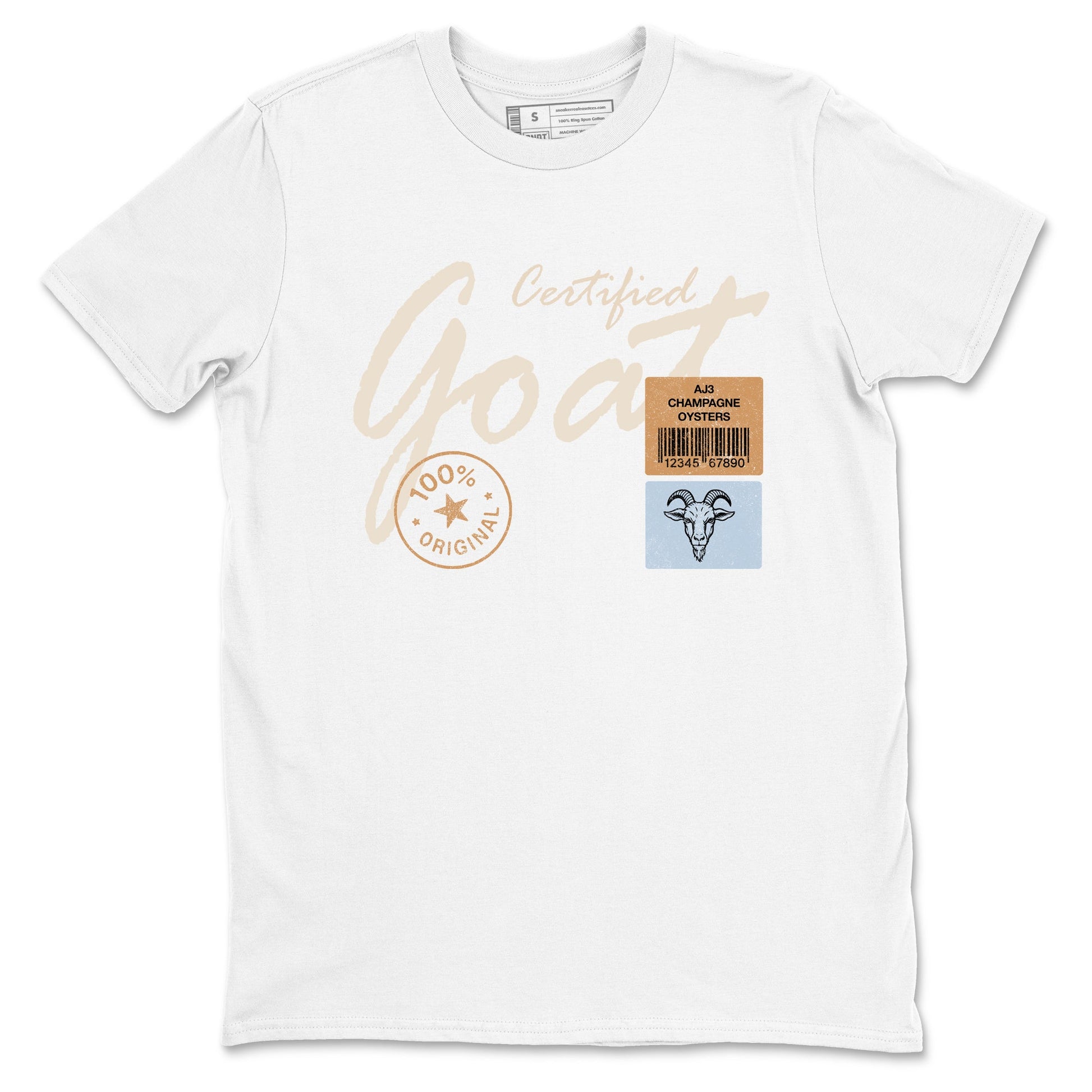 Sneaker match tees – Sneaker Tees To Match Air Jordan 3 Champagne and Oysters Shoes – Certified Goat Tee White 2