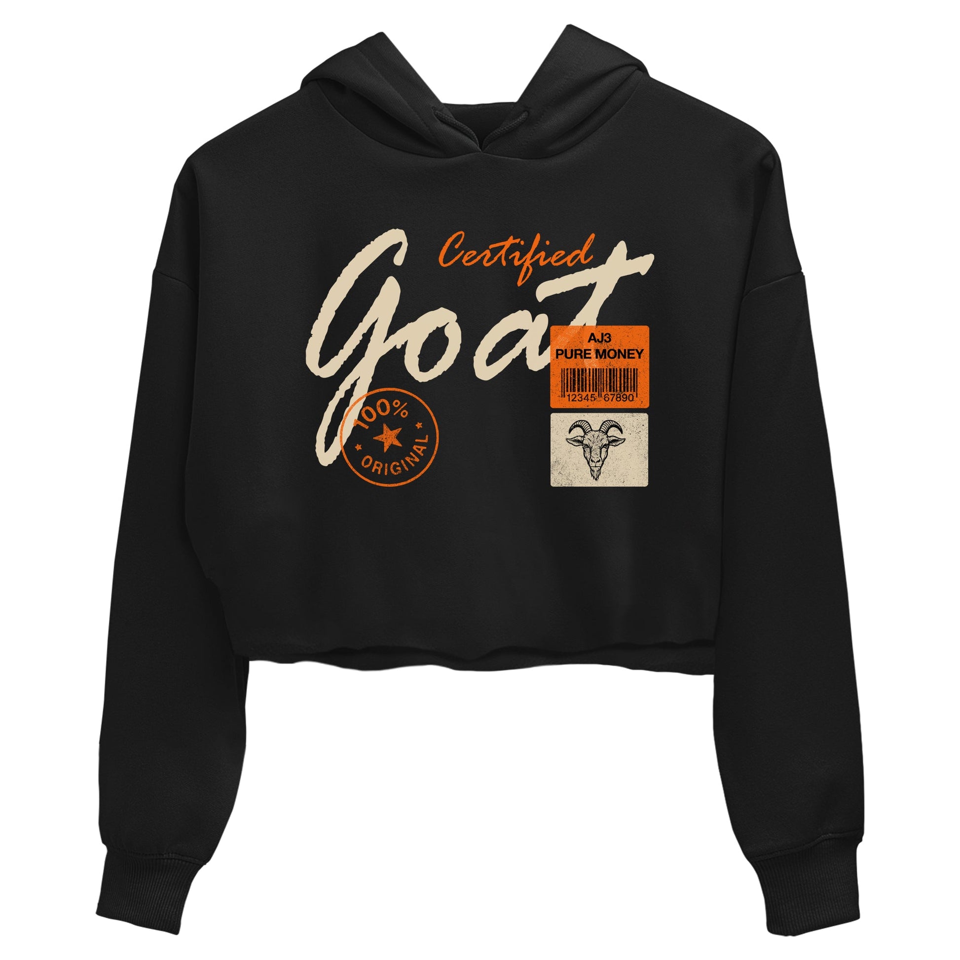 Certified Goat womens crop tee made to vibe with the Air Jordan 3 Starfish sneakers — the perfect match in Black 2.