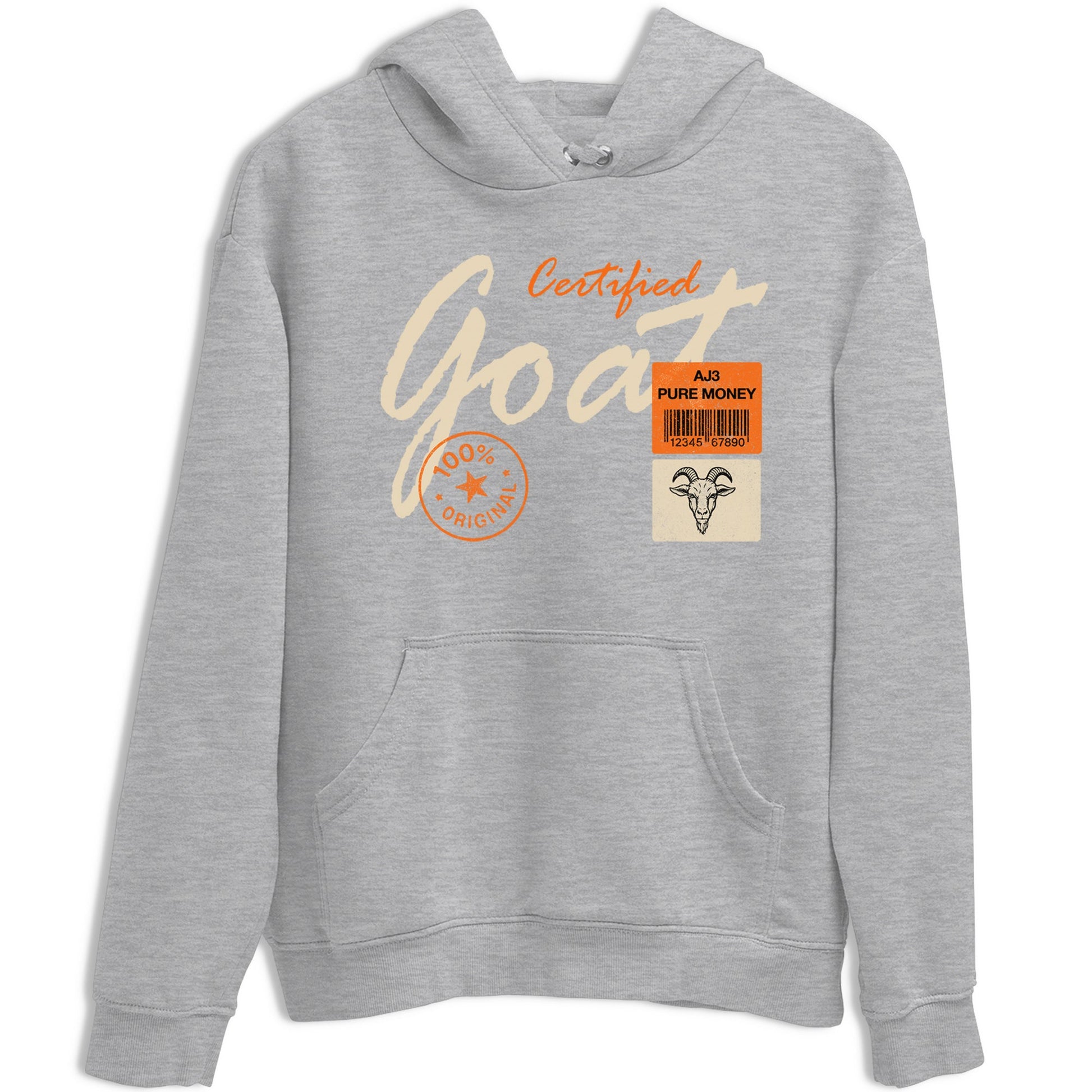 Certified Goat sneaker match t-shirt styled to complete your fit with the Air Jordan 3 Starfish sneakers, shown in Heather Grey 2.