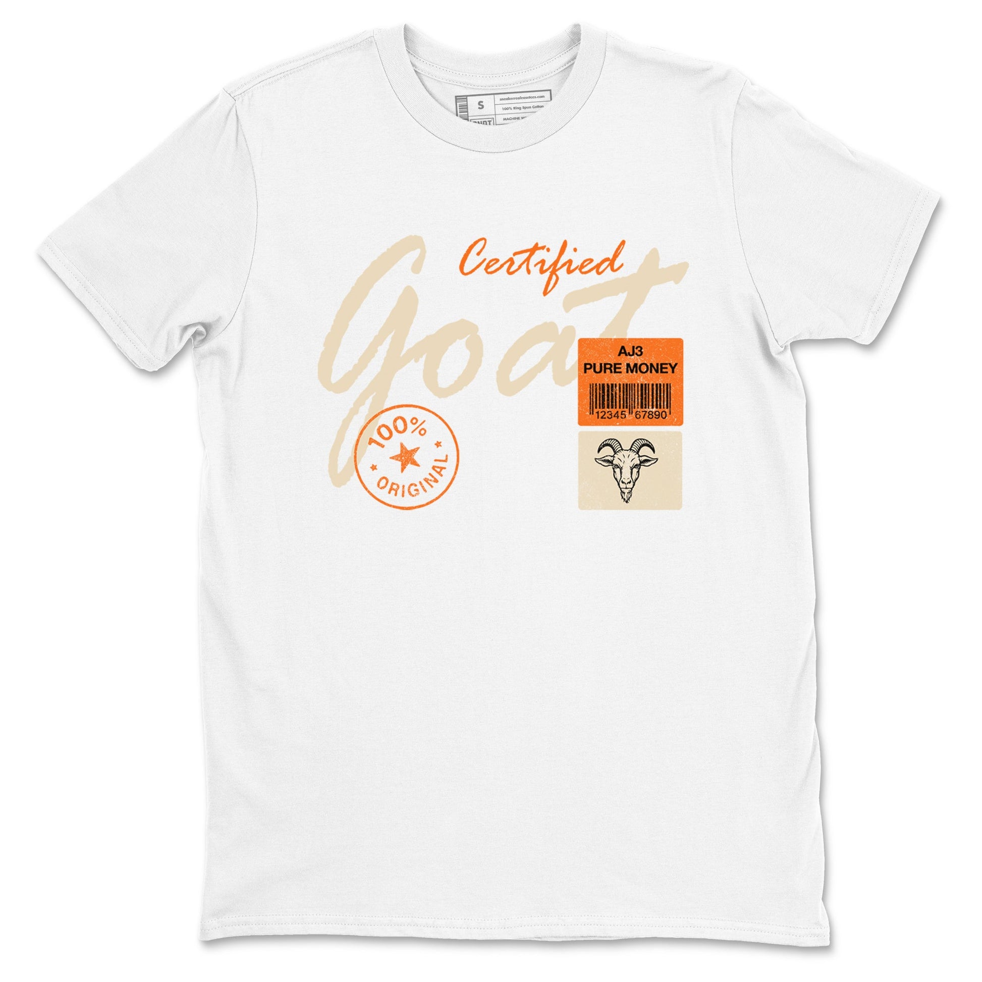 Certified Goat sneaker match t-shirt styled to complete your fit with the Air Jordan 3 Starfish sneakers, shown in White 2.